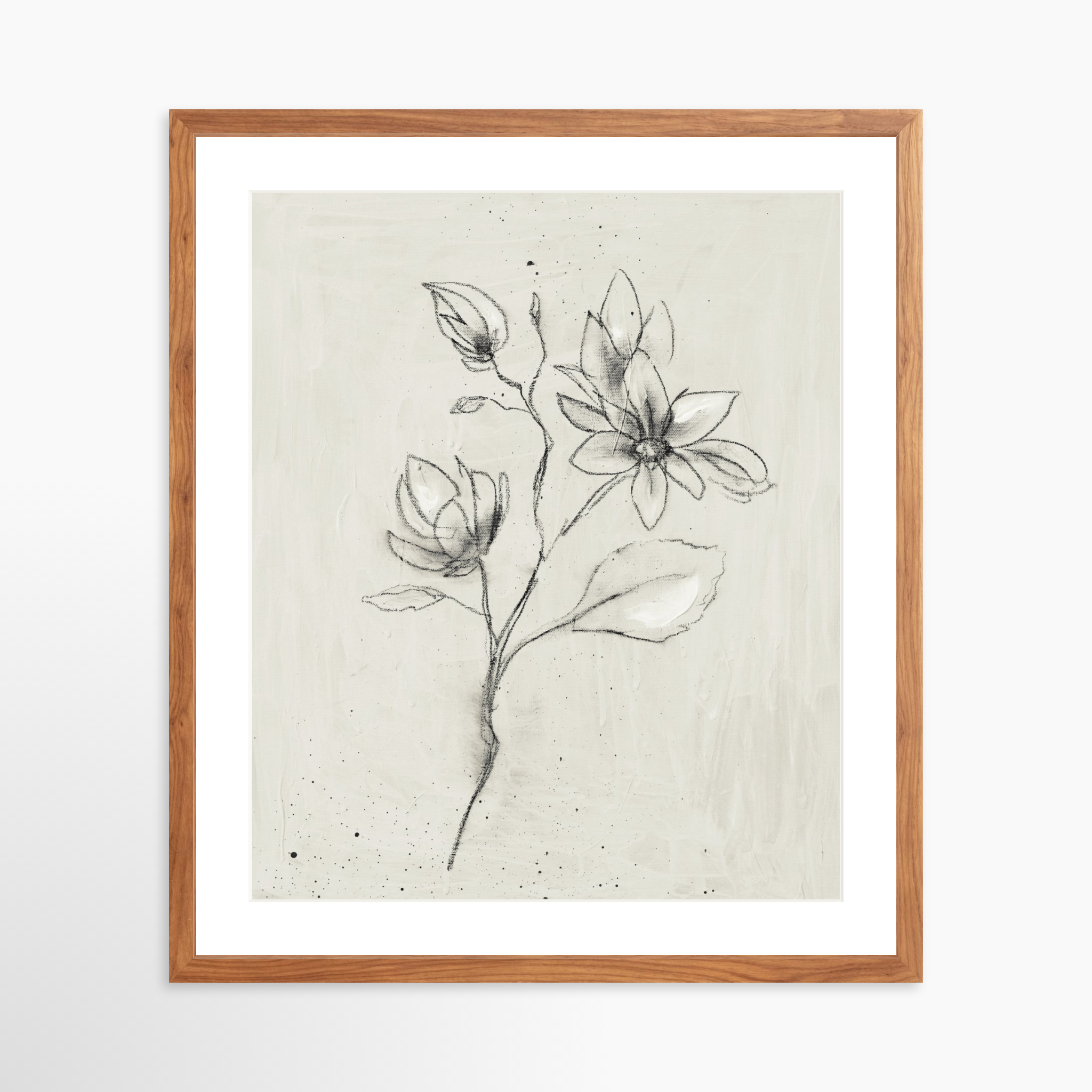 20x25 / Light Walnut Frame + White Mat