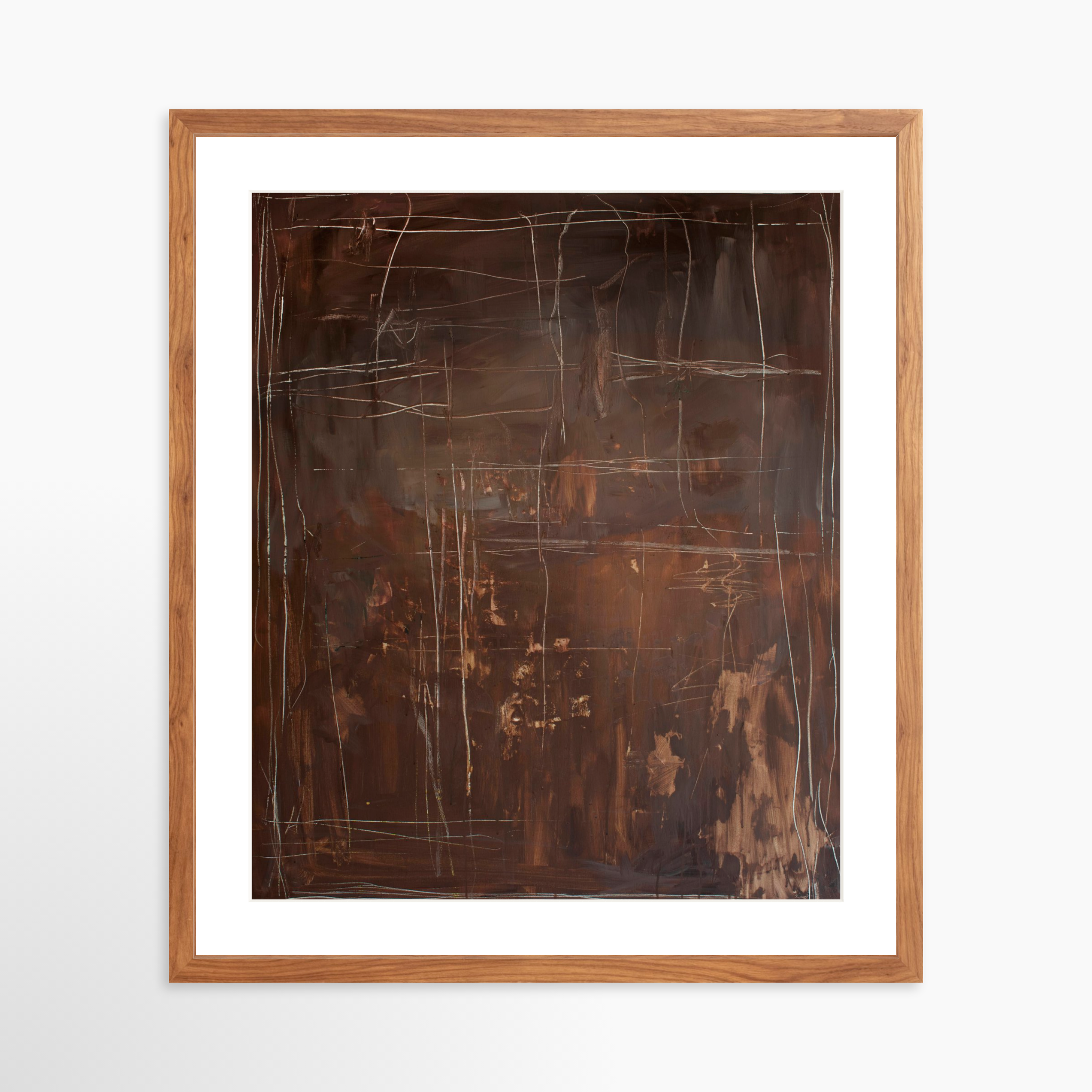 20x25 / Light Walnut Frame + White Mat