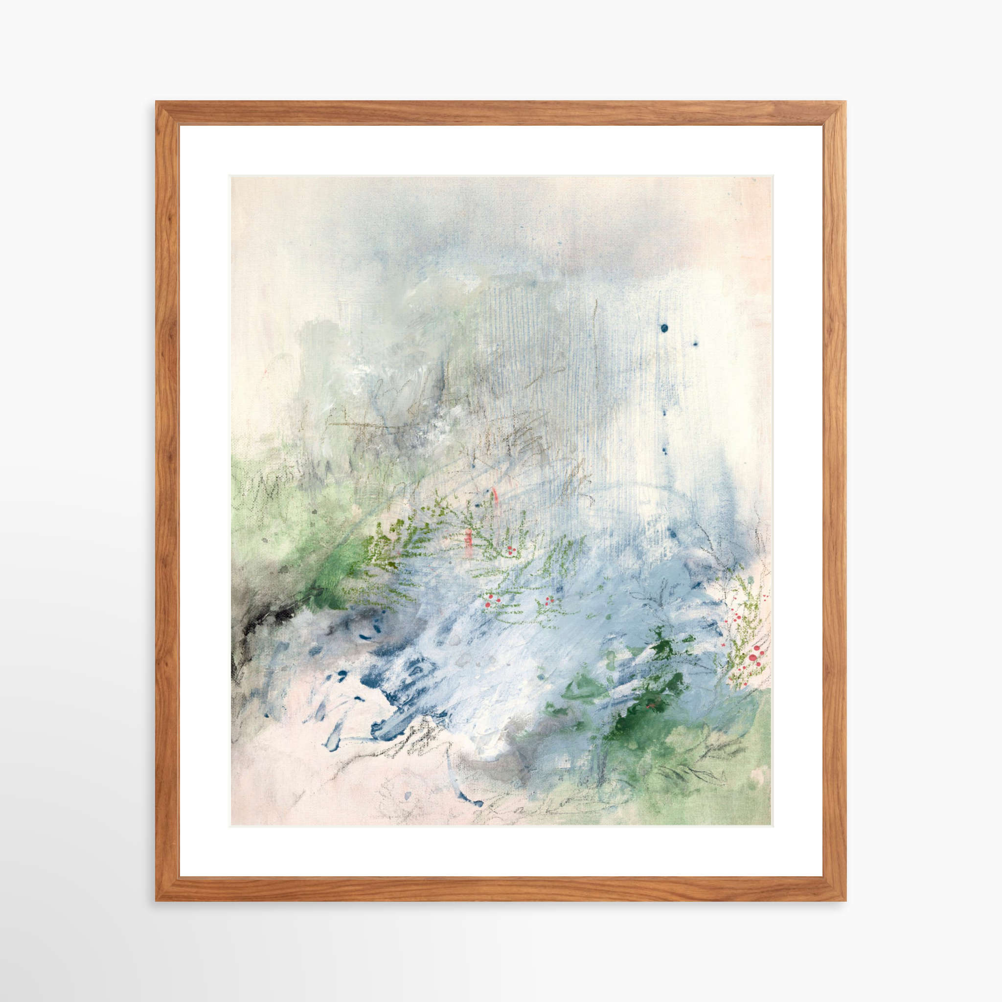 20x25 / Light Walnut Frame + White Mat