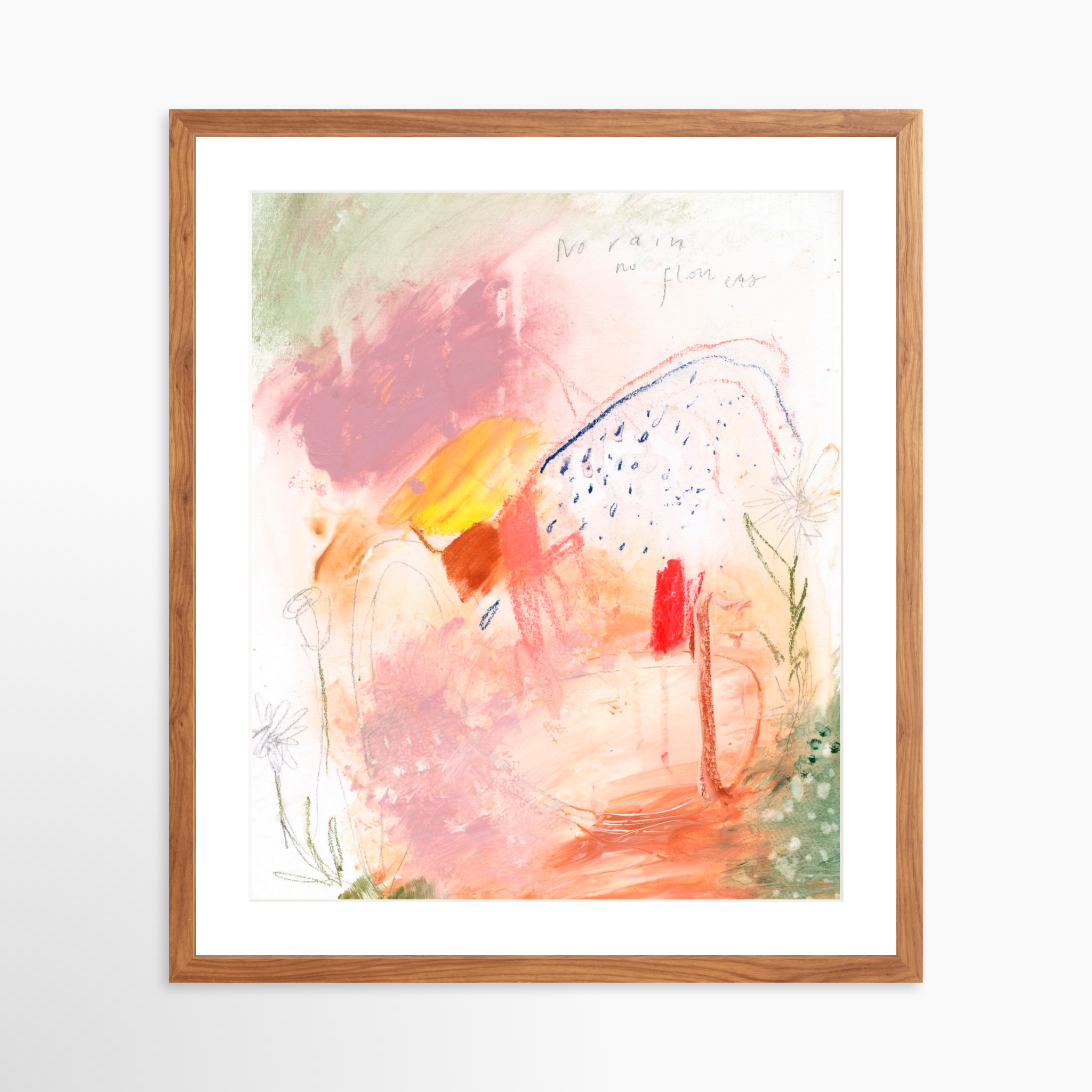 20x25 / Light Walnut Frame + White Mat