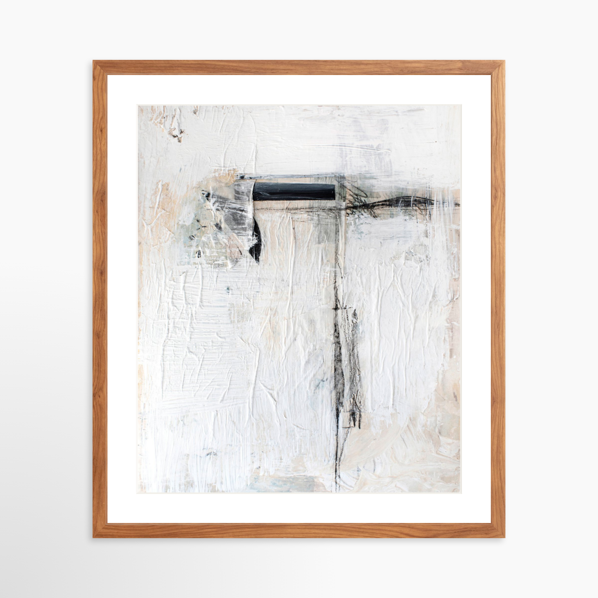 20x25 / Light Walnut Frame + White Mat