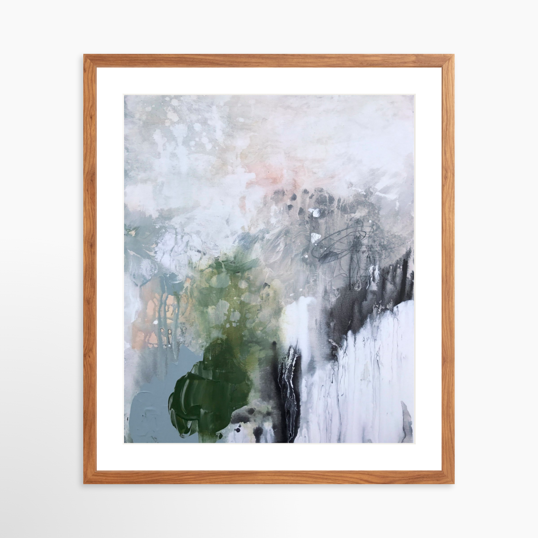 20x25 / Light Walnut Frame + White Mat