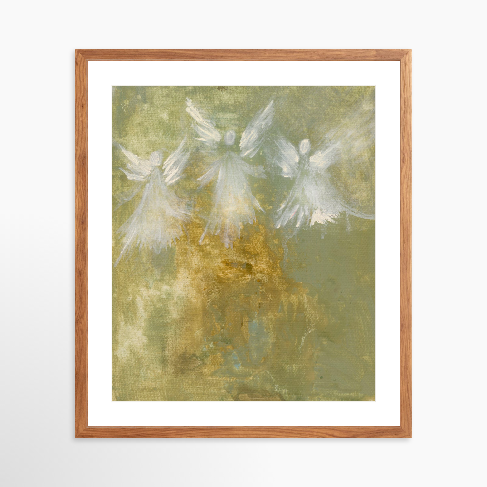 20x25 / Light Walnut Frame + White Mat