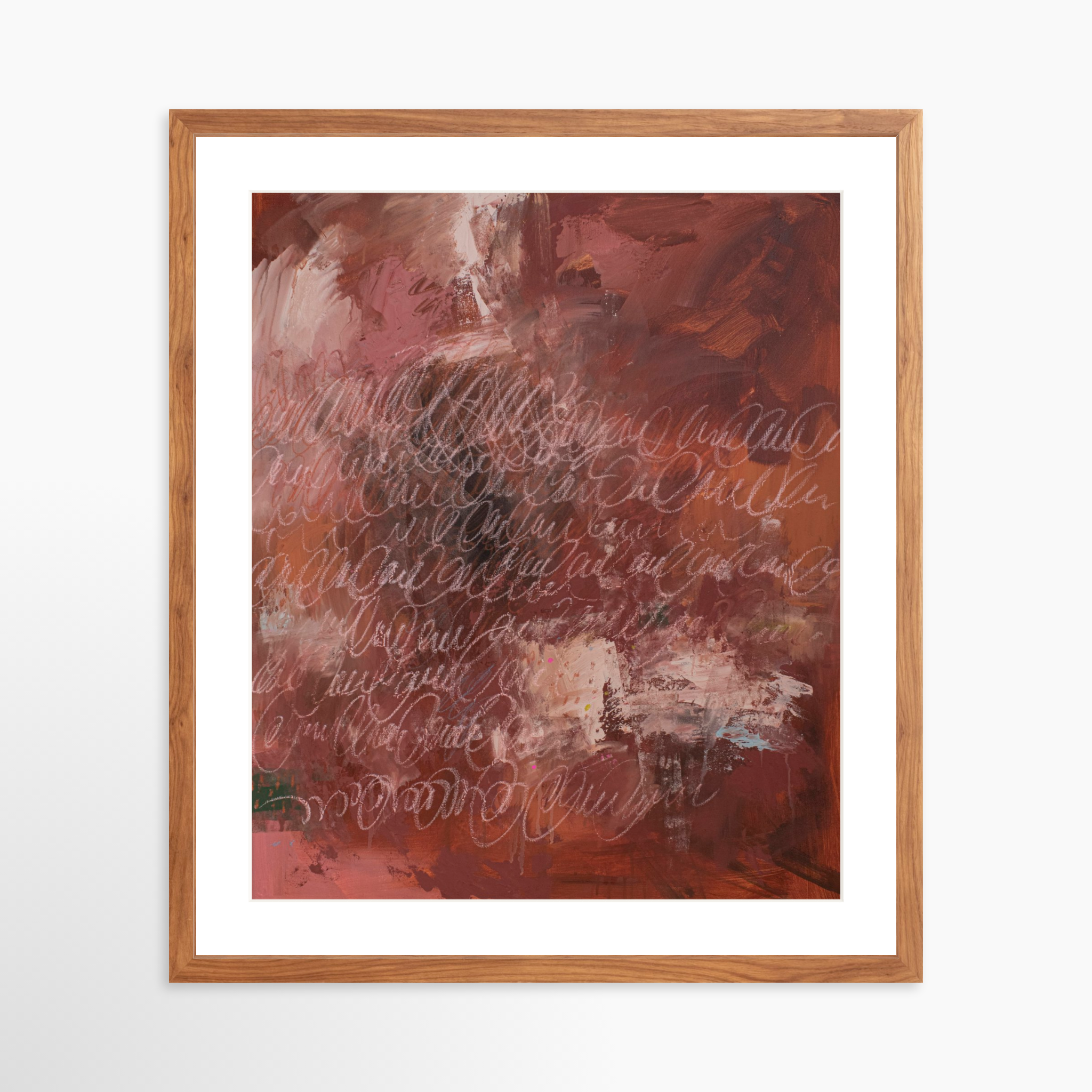 20x25 / Light Walnut Frame + White Mat