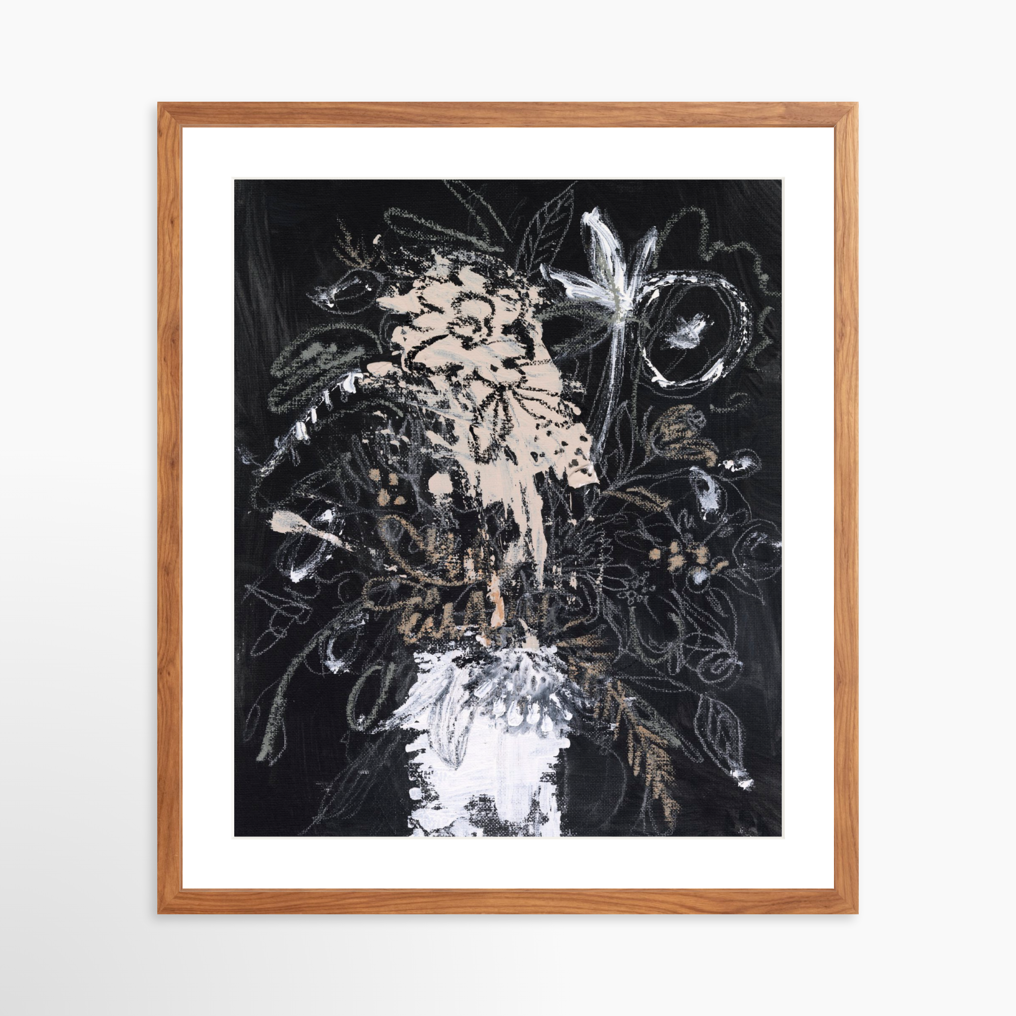 20x25 / Light Walnut Frame + White Mat