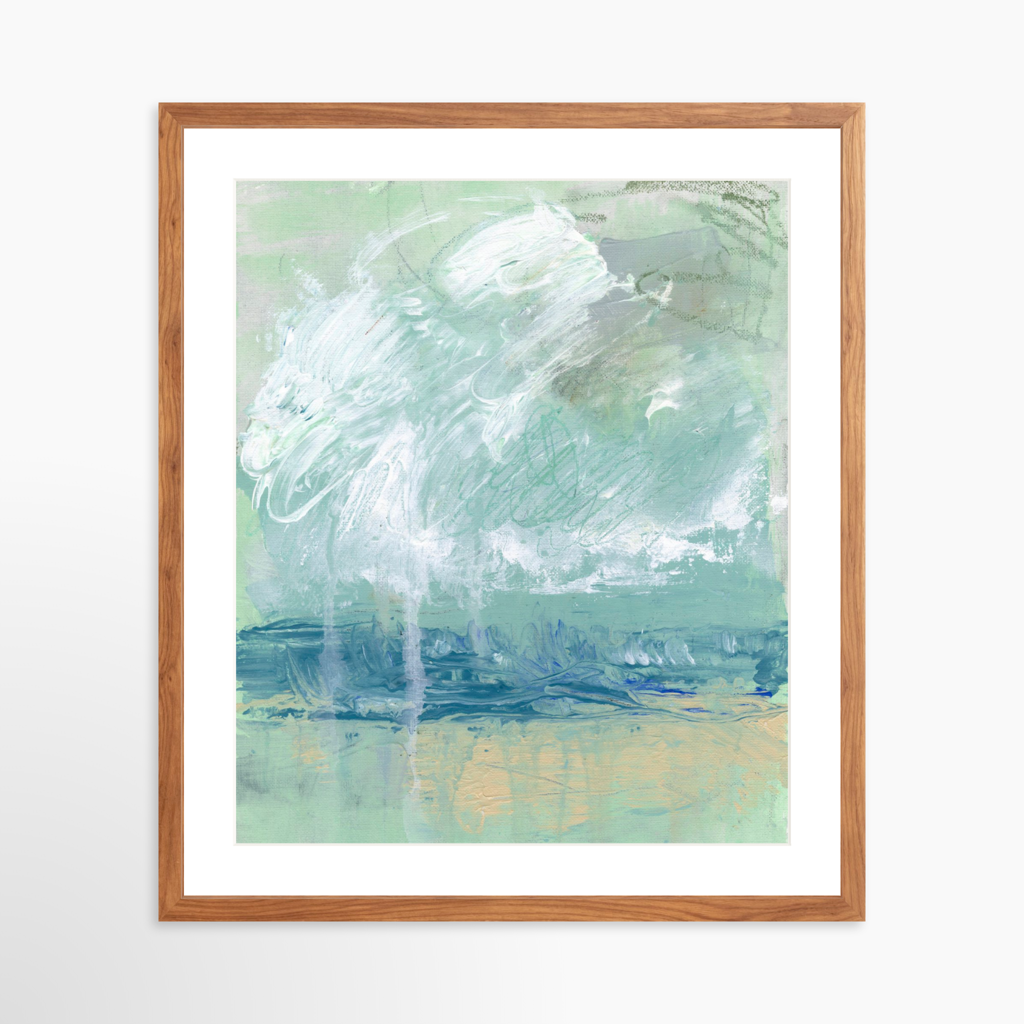 20x25 / Light Walnut Frame + White Mat