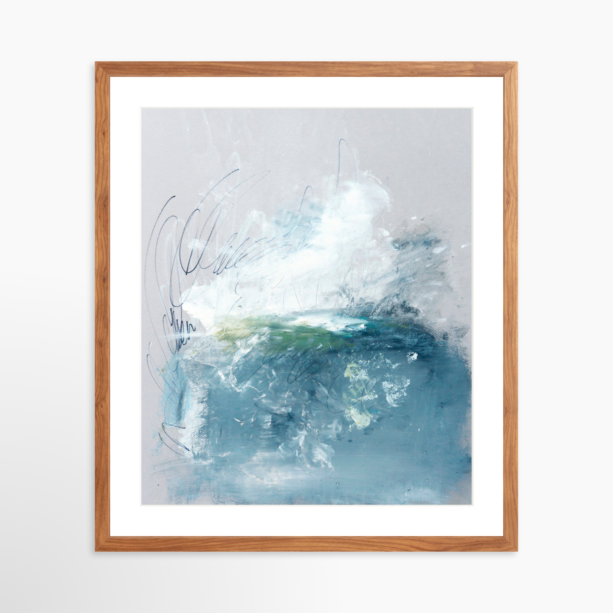 20x25 / Light Walnut Frame + White Mat