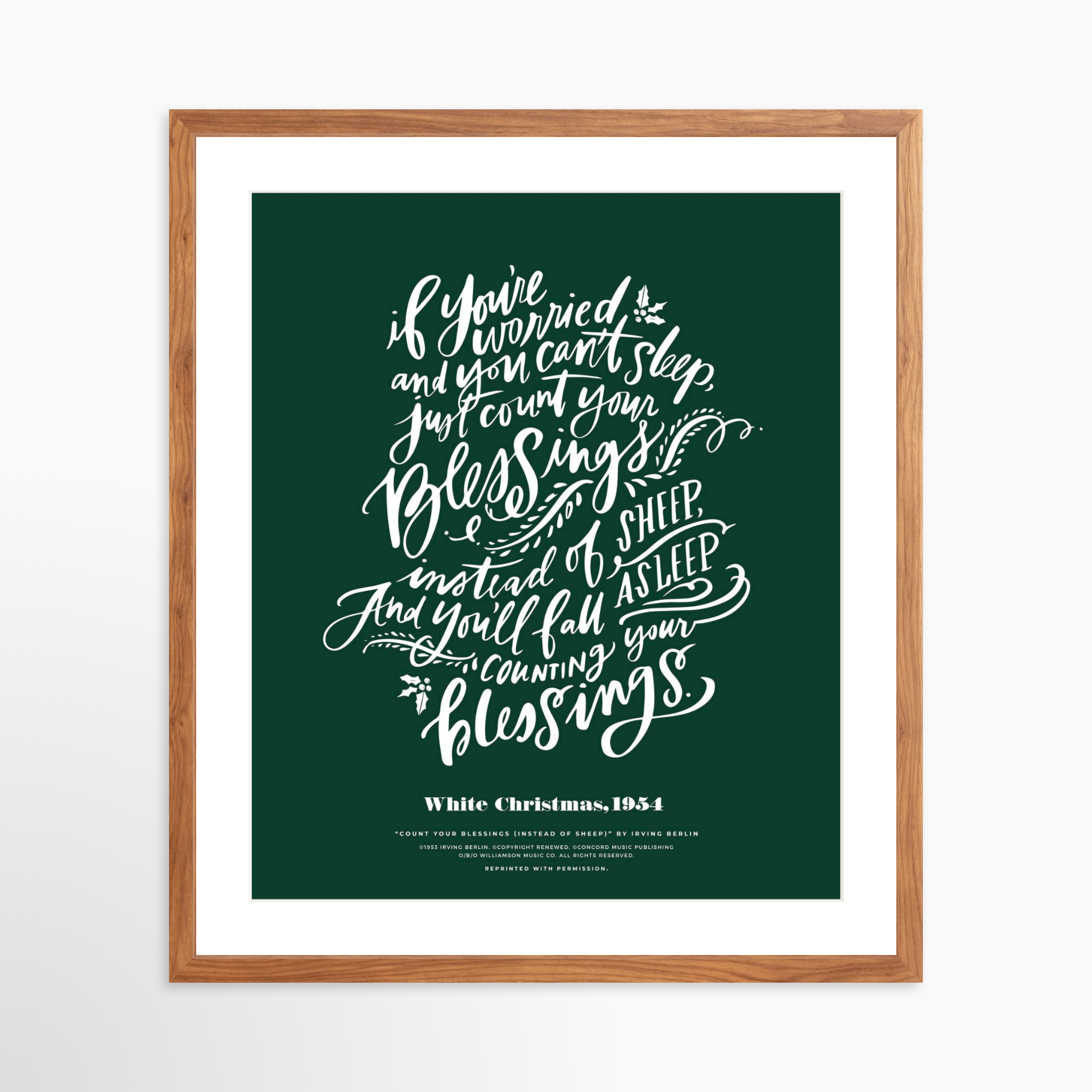 20x25 / Light Walnut Frame + White Mat