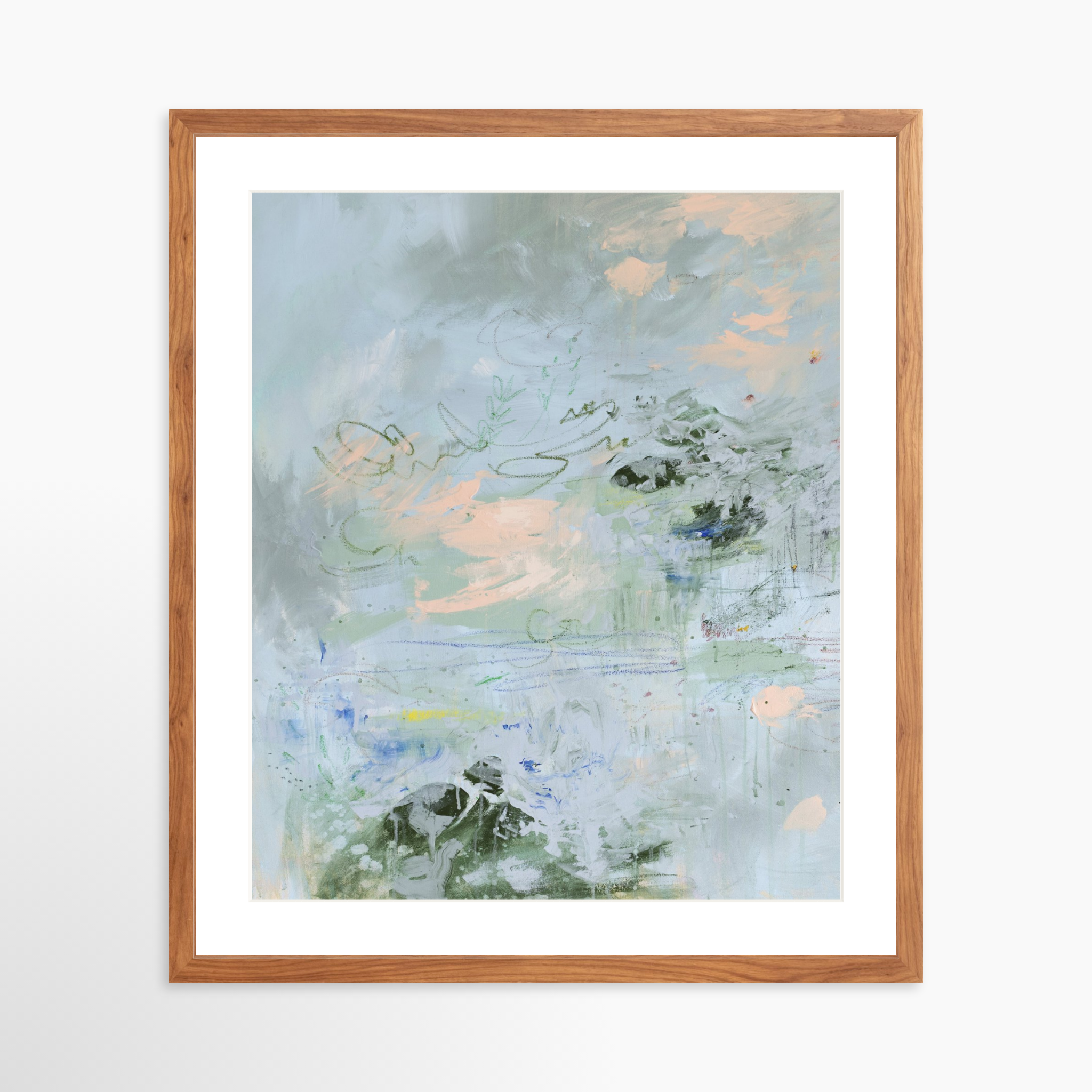 20x25 / Light Walnut Frame + White Mat