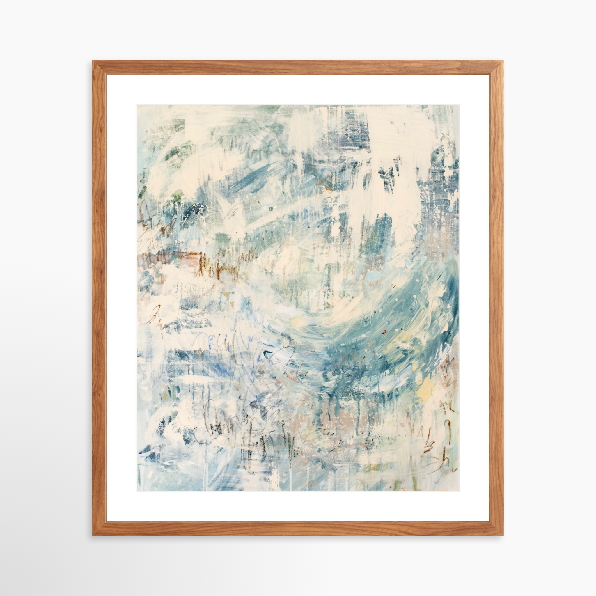20x25 / Light Walnut Frame + White Mat