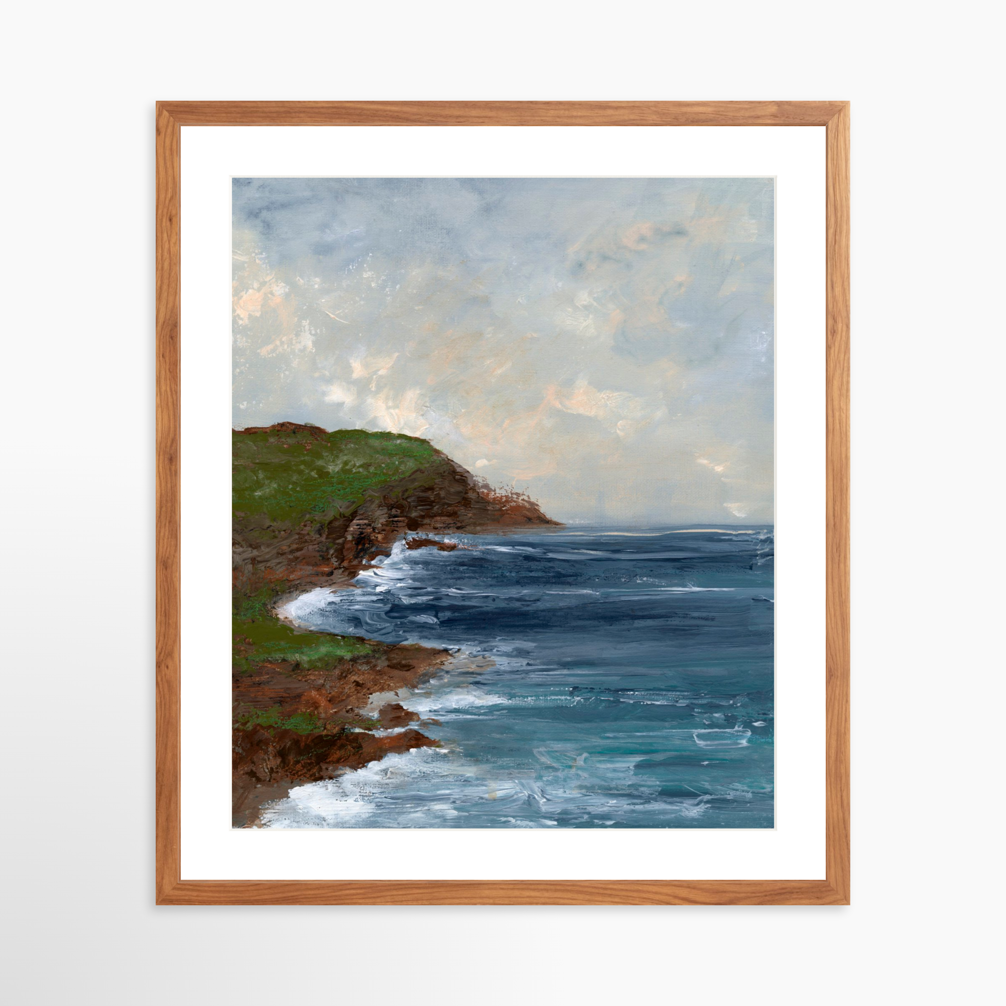 20x25 / Light Walnut Frame + White Mat