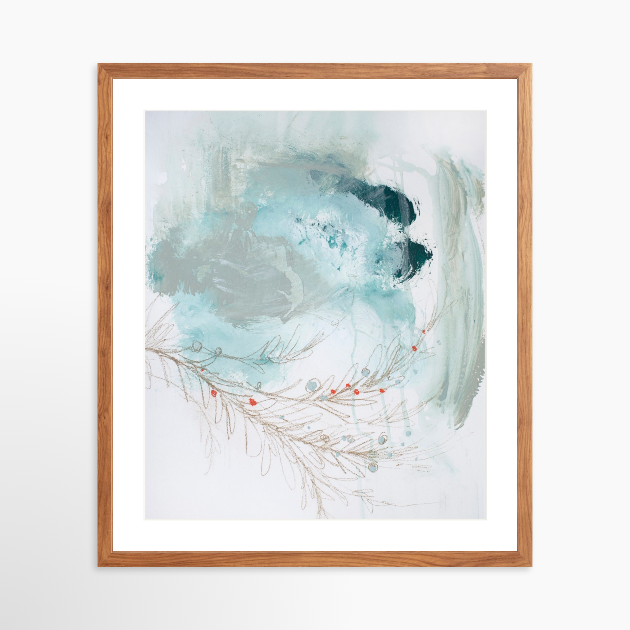 20x25 / Light Walnut Frame + White Mat