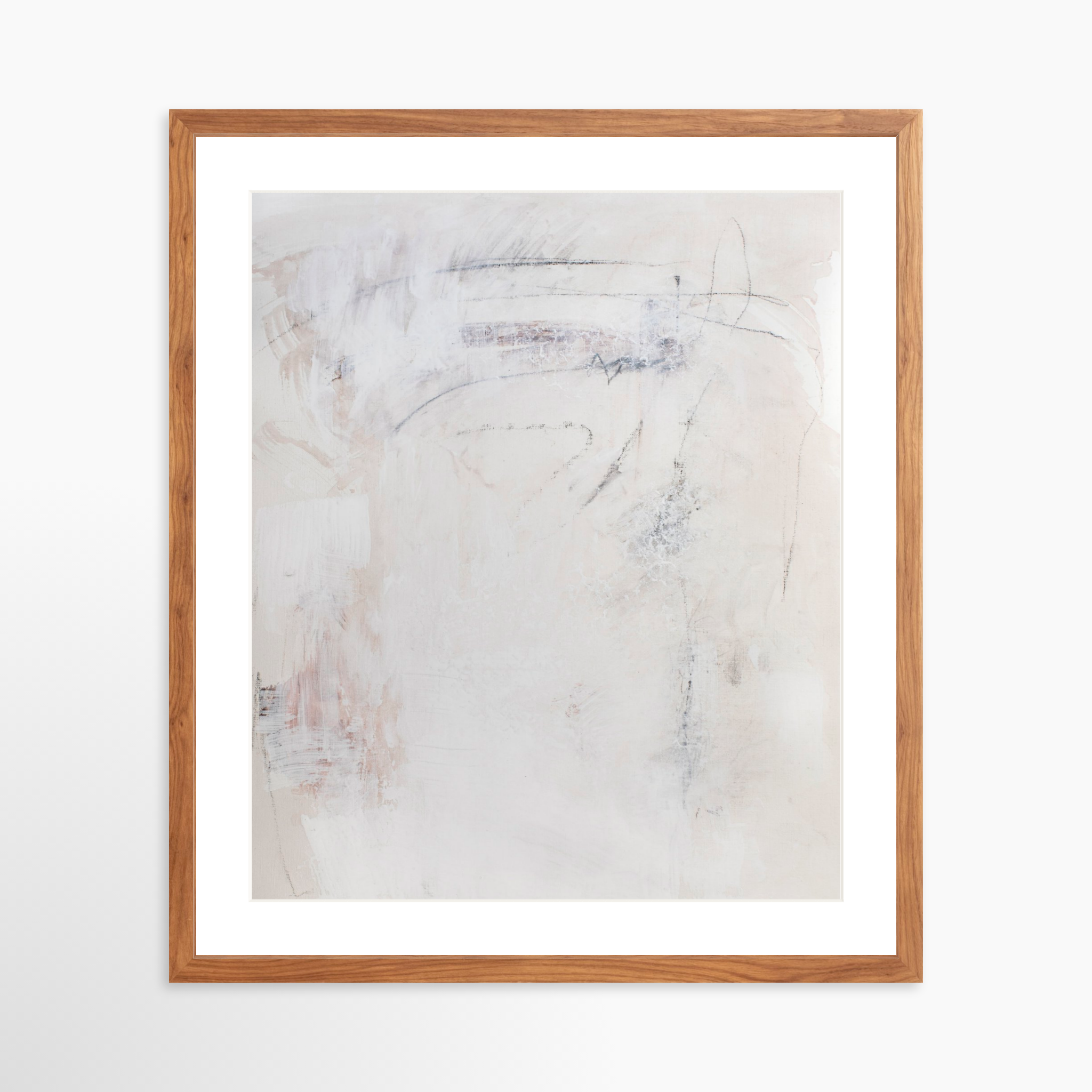 20x25 / Light Walnut Frame + White Mat