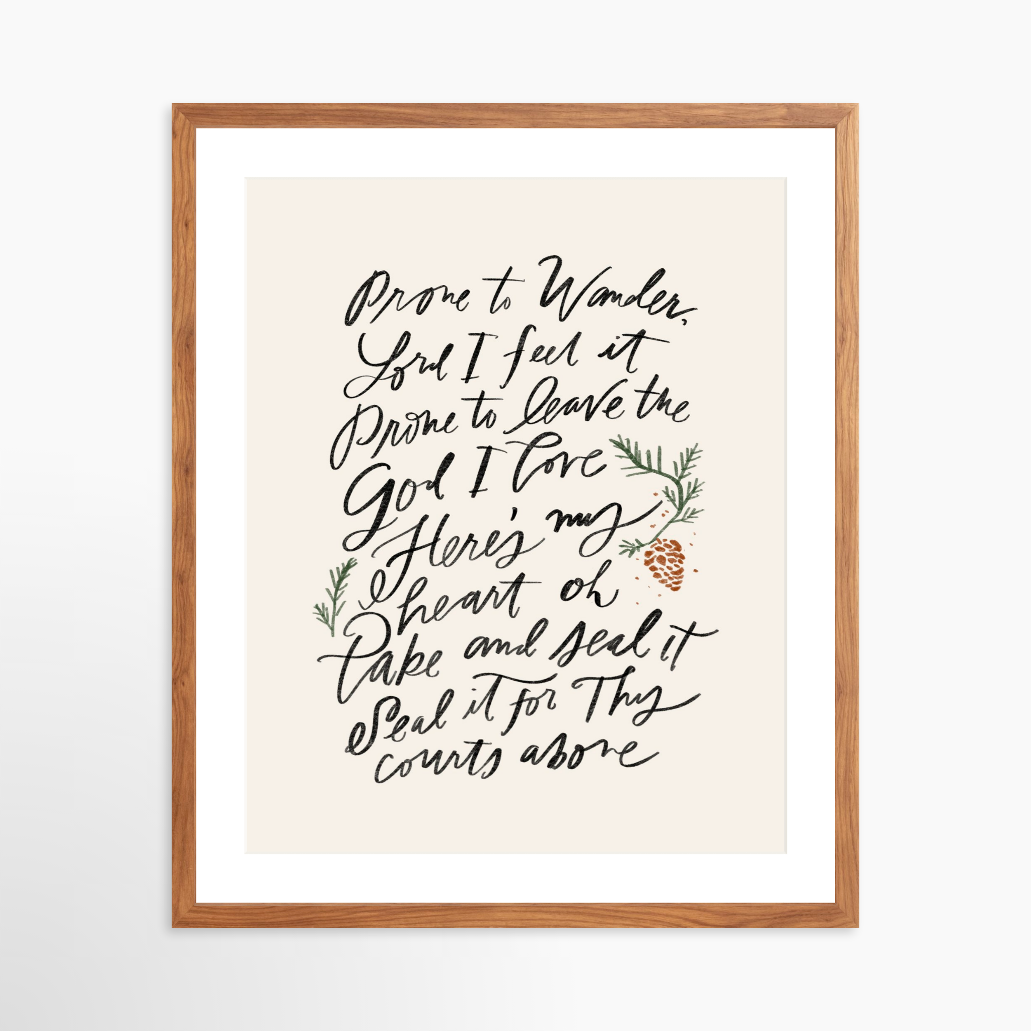 20x25 / Light Walnut Frame + White Mat