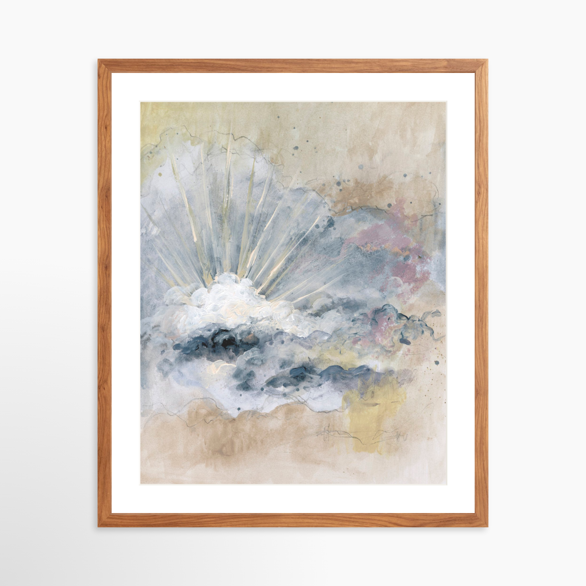 20x25 / Light Walnut Frame + White Mat