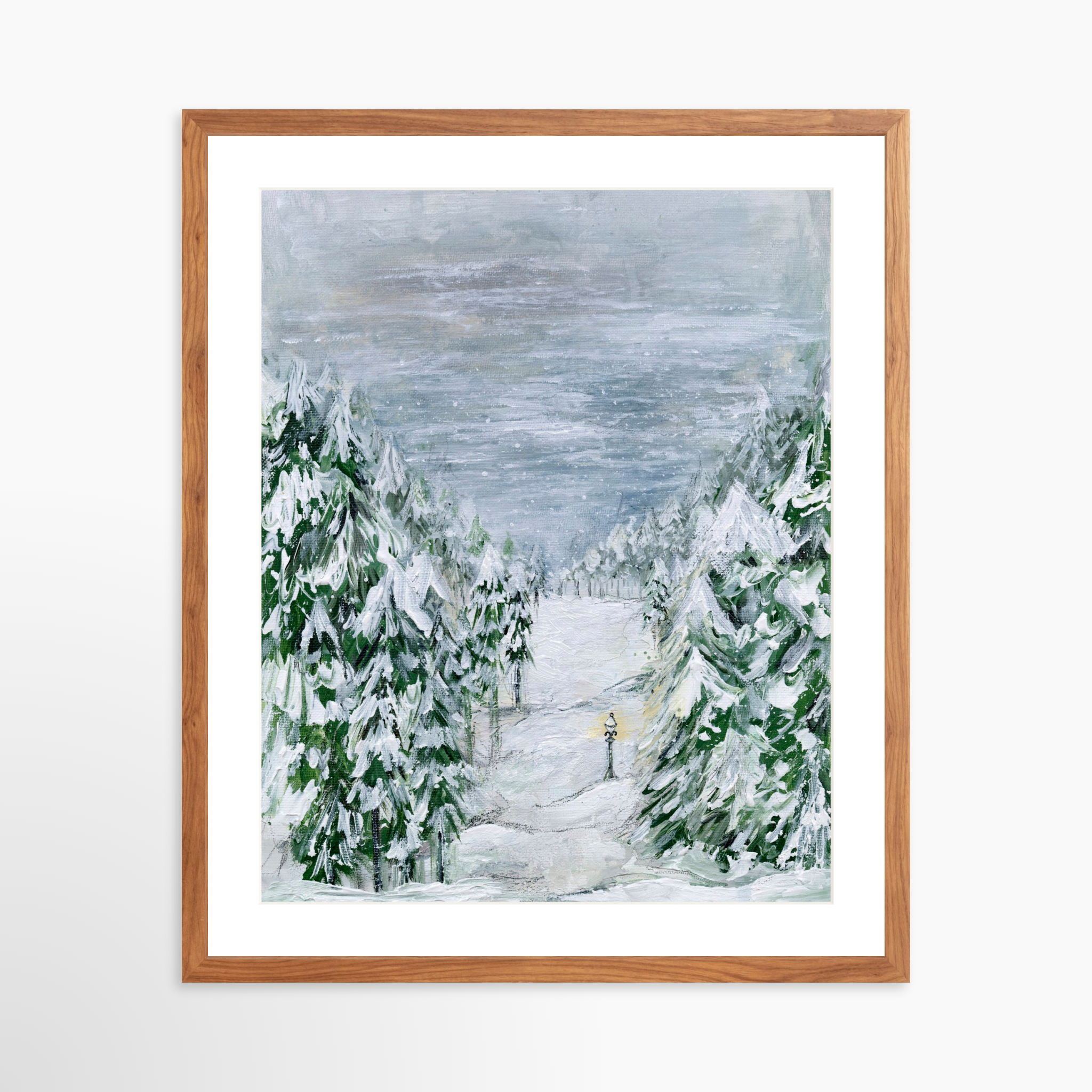 20x25 / Light Walnut Frame + White Mat