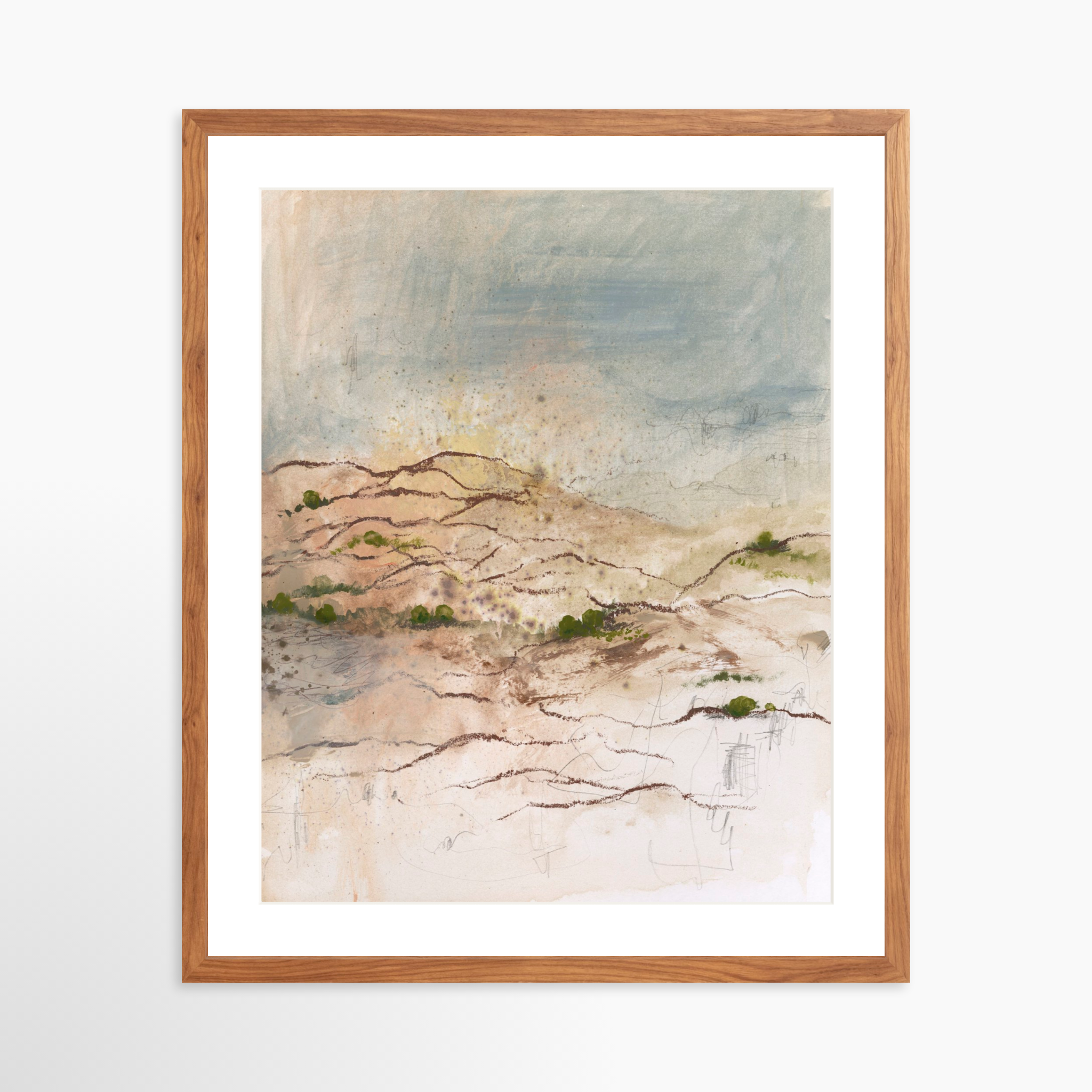 20x25 / Light Walnut Frame + White Mat