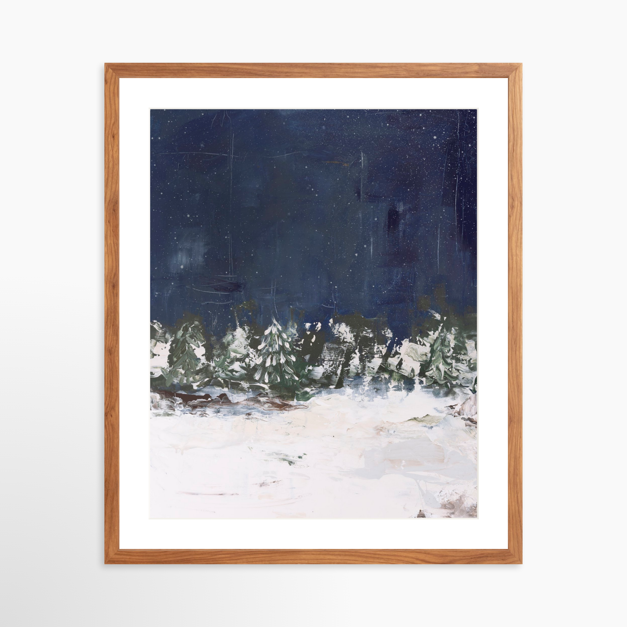 20x25 / Light Walnut Frame + White Mat