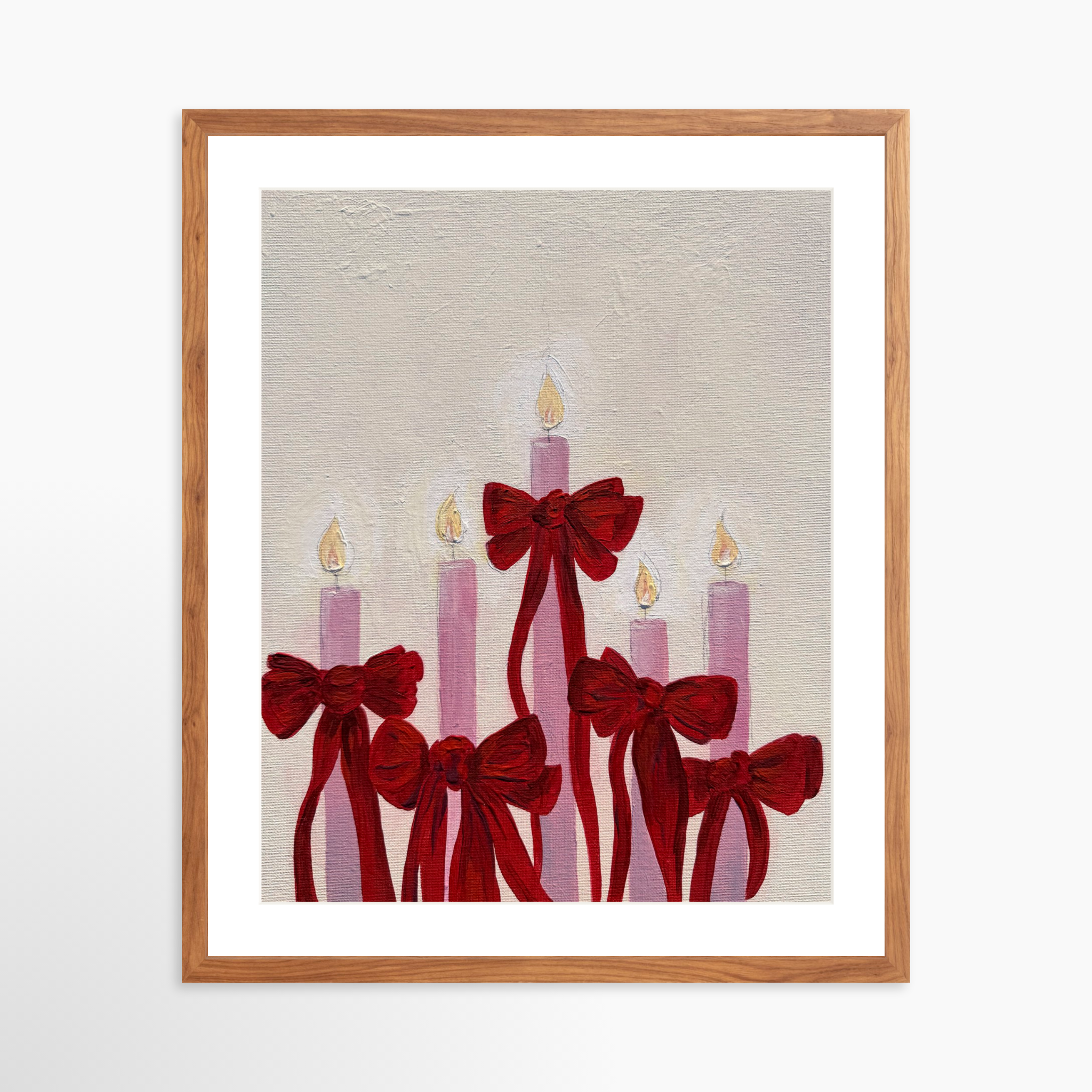 20x25 / Light Walnut Frame + White Mat