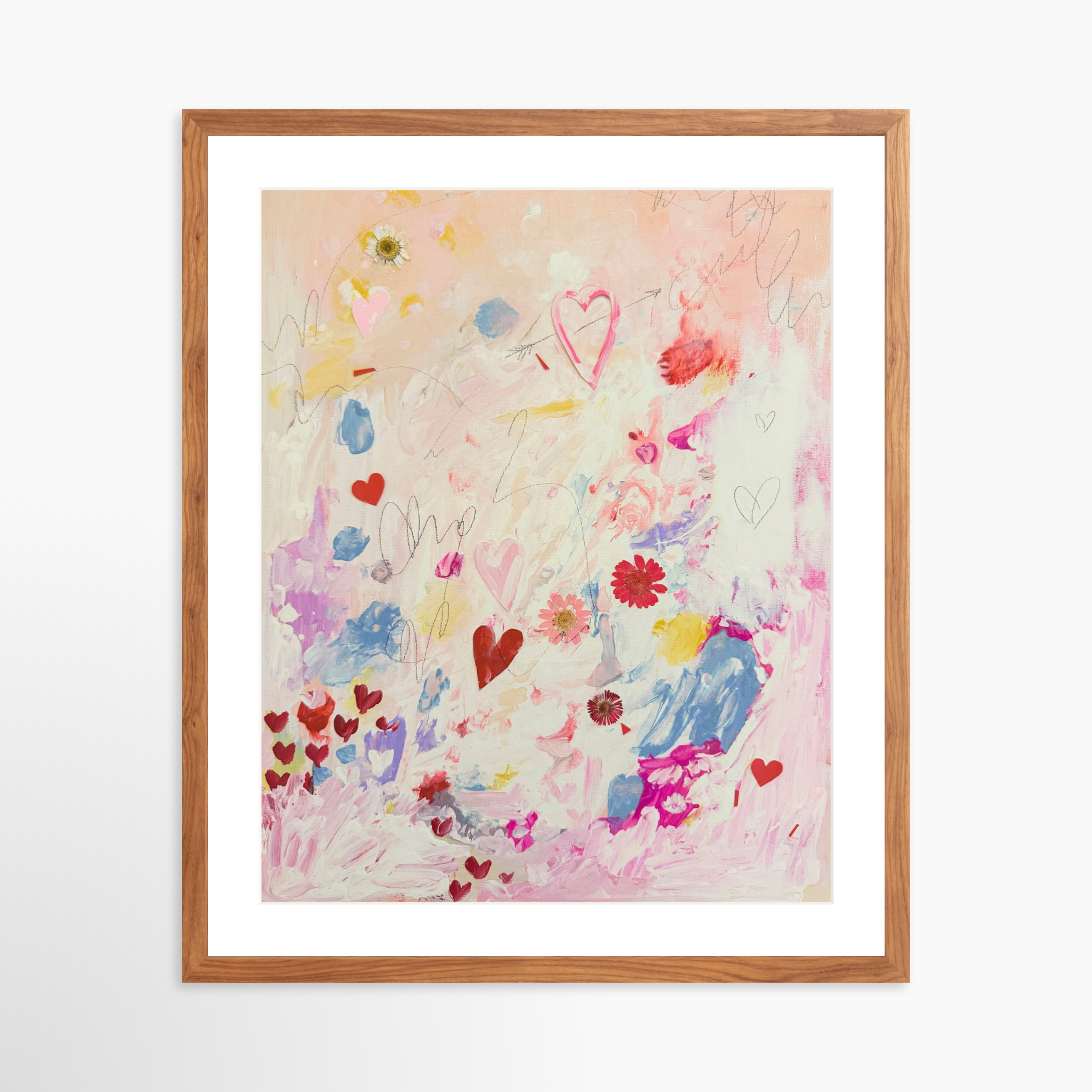 20x25 / Light Walnut Frame + White Mat