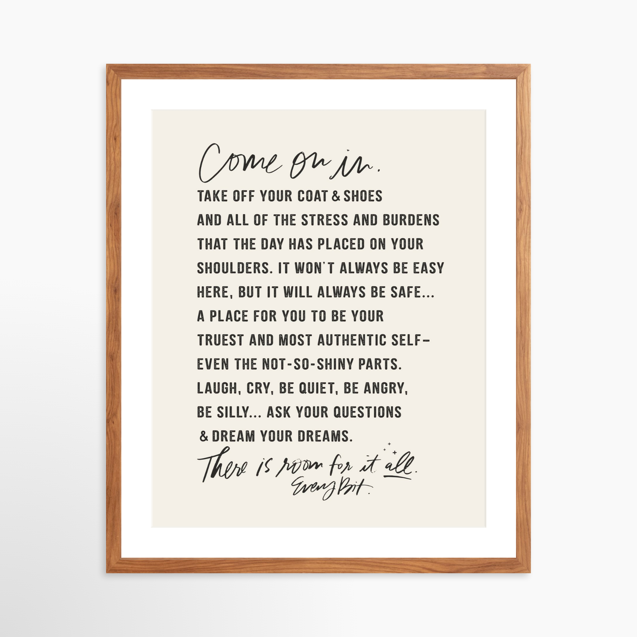 20x25 / Light Walnut Frame + White Mat