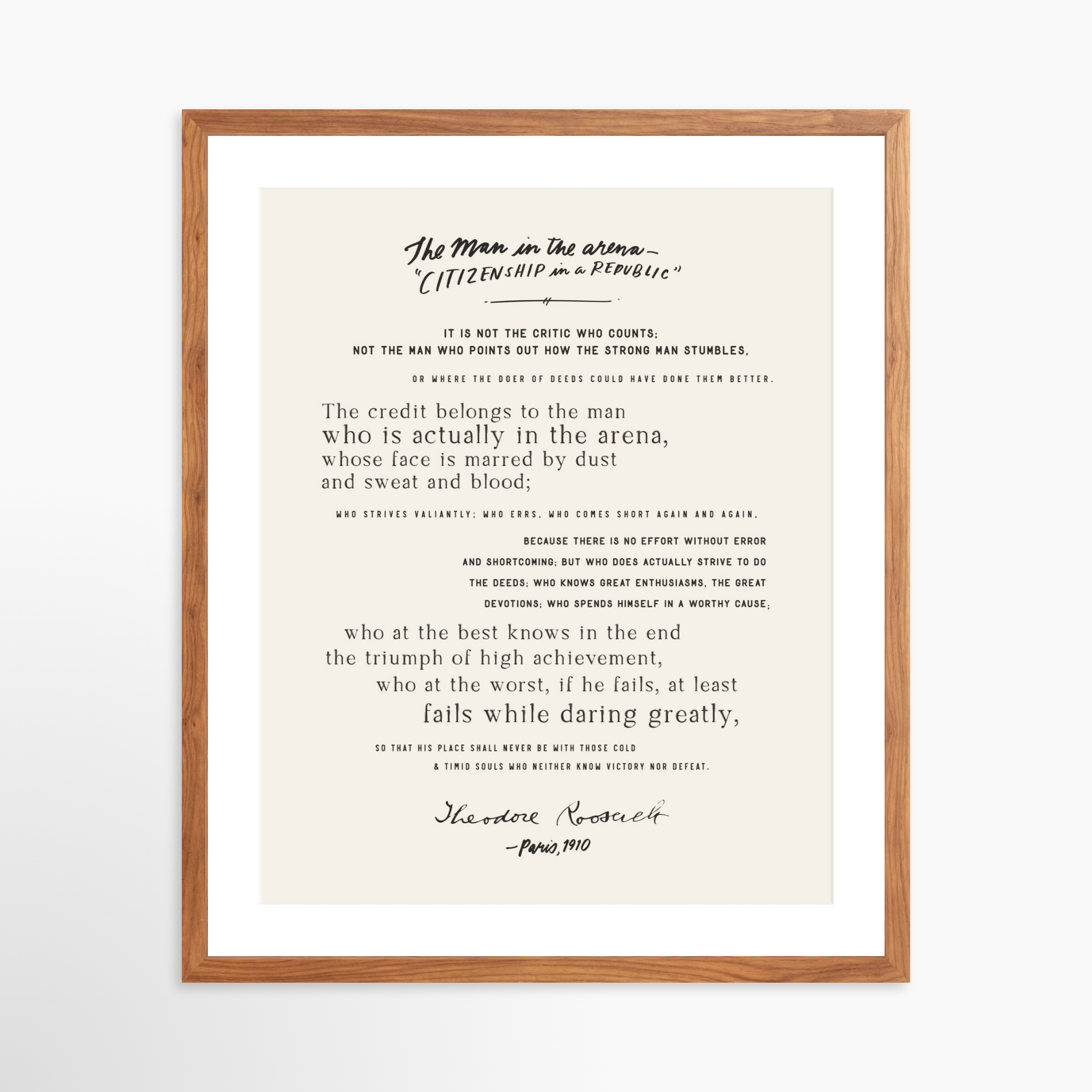 20x25 / Light Walnut Frame + White Mat