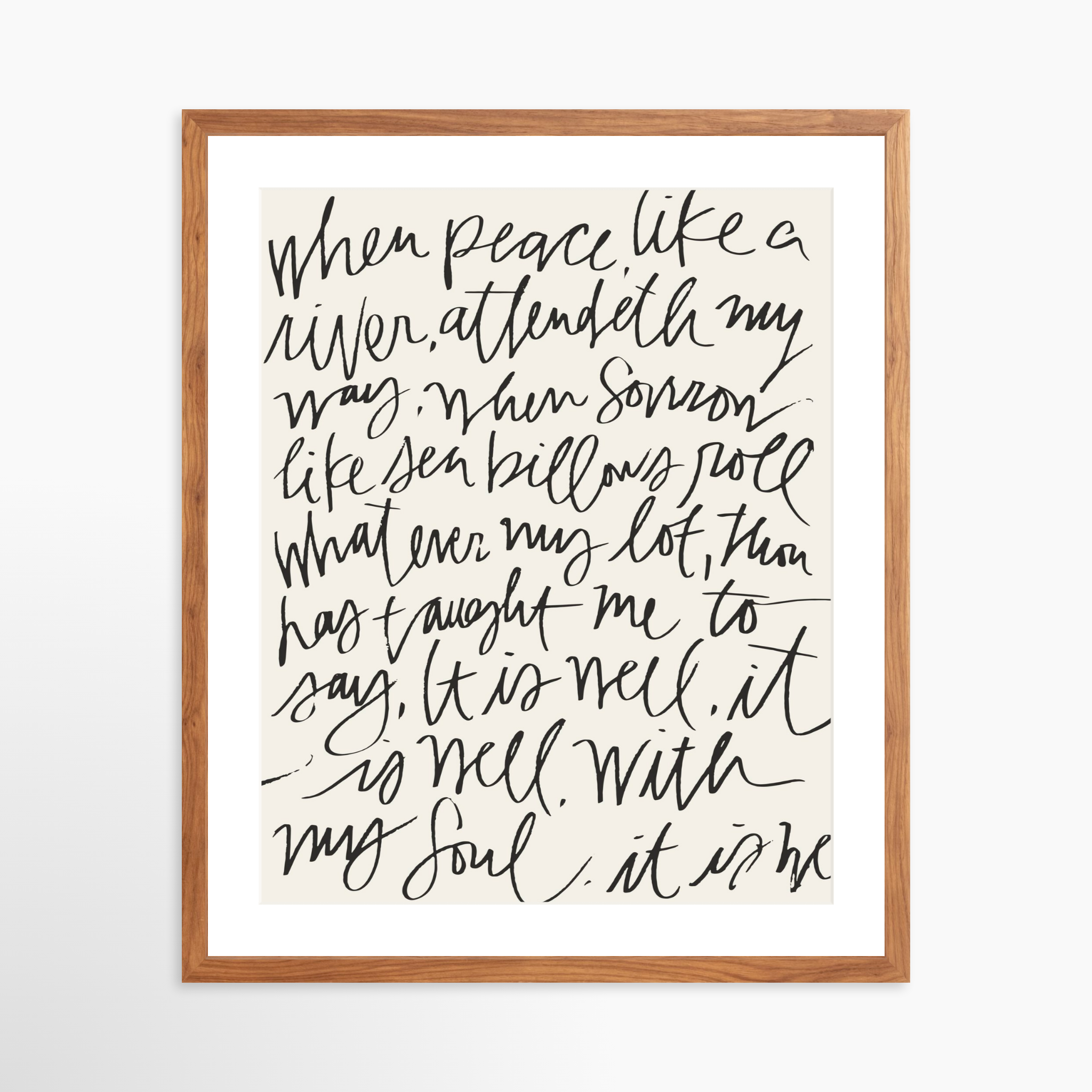 20x25 / Light Walnut Frame + White Mat