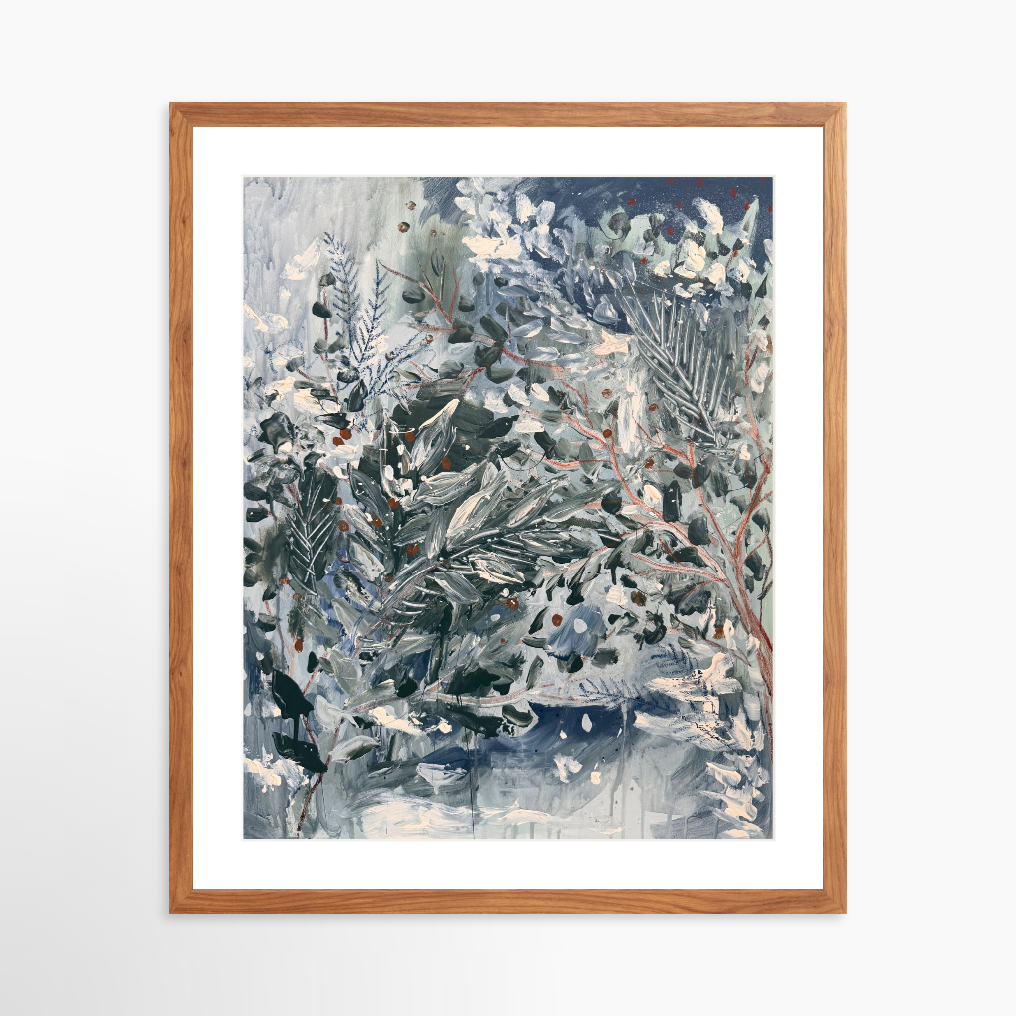 20x25 / Light Walnut Frame + White Mat