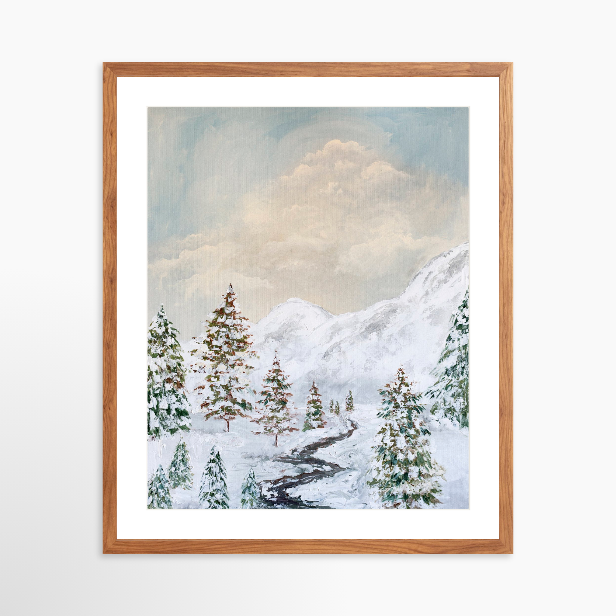 20x25 / Light Walnut Frame + White Mat