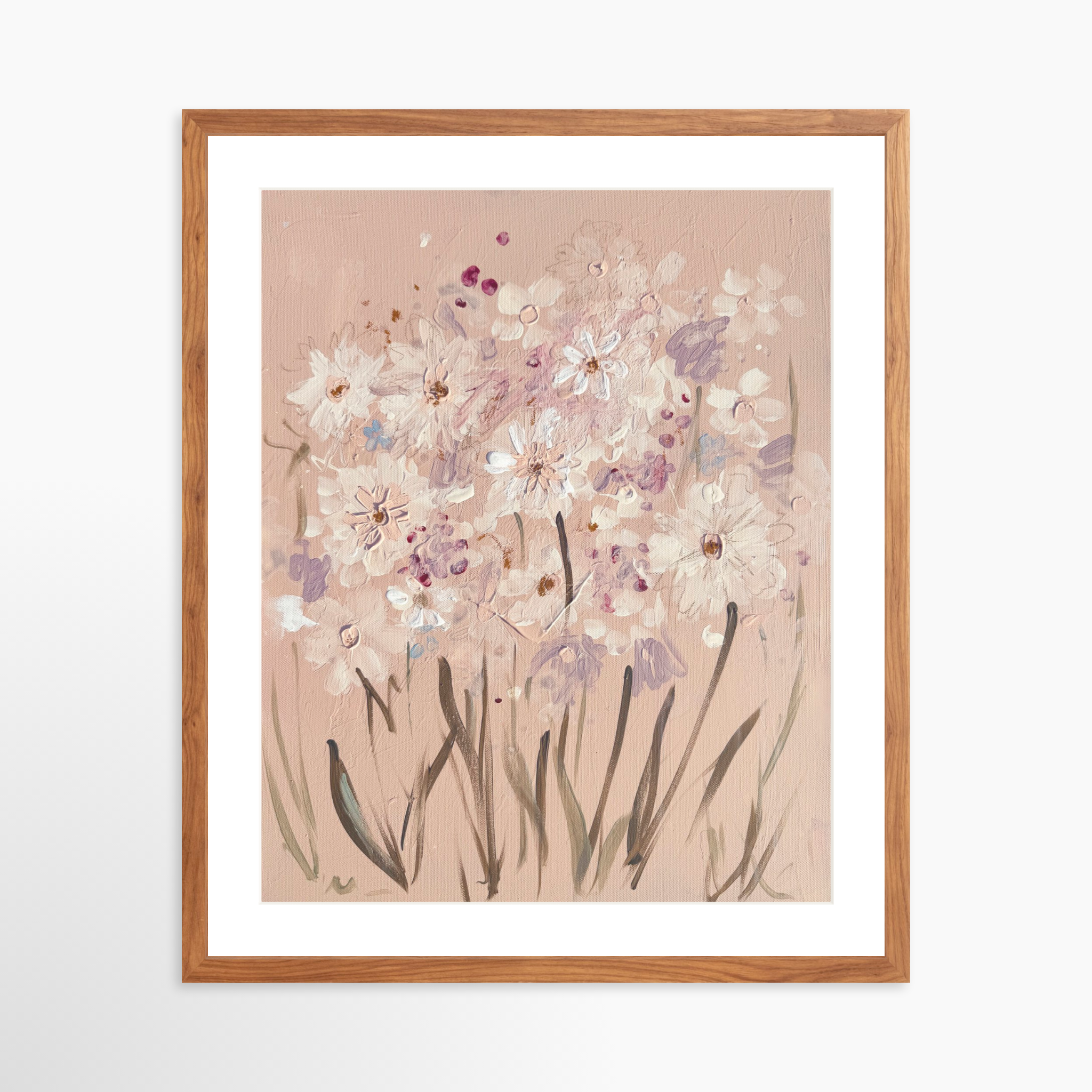 20x25 / Light Walnut Frame + White Mat