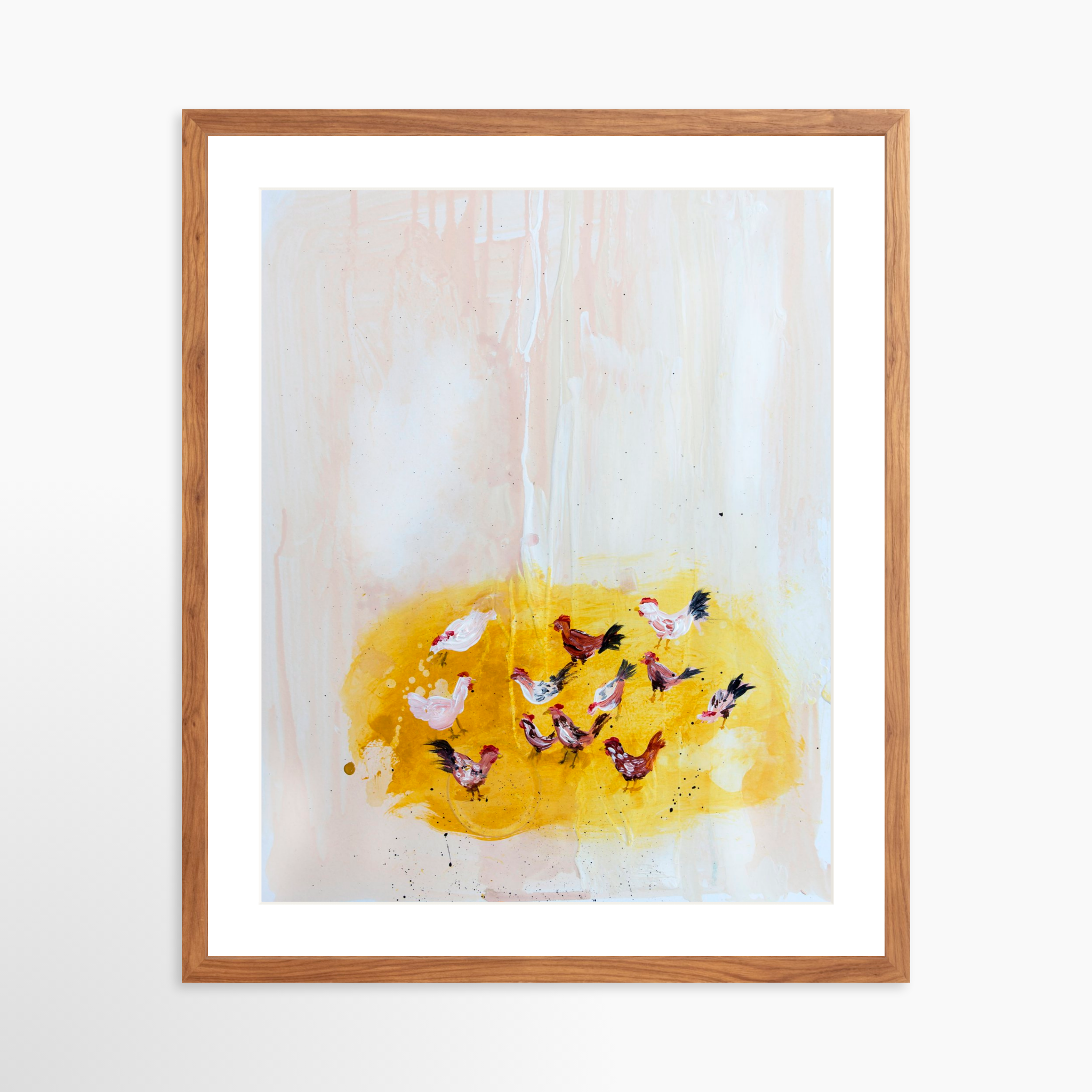 20x25 / Light Walnut Frame + White Mat