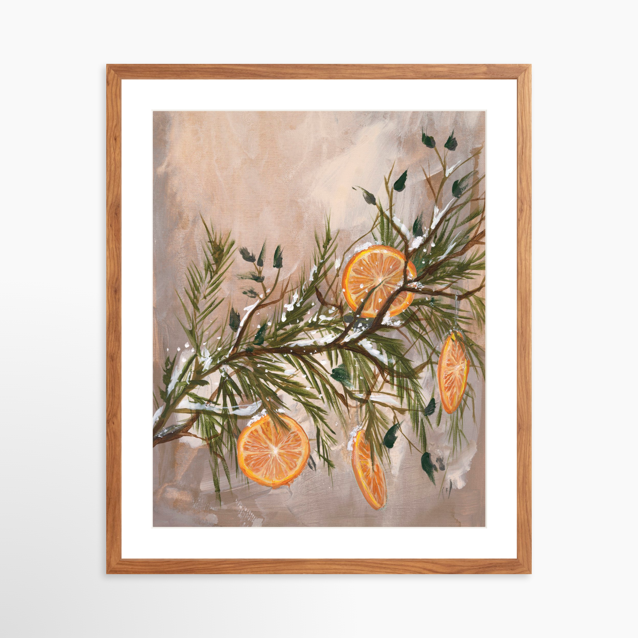 20x25 / Light Walnut Frame + White Mat