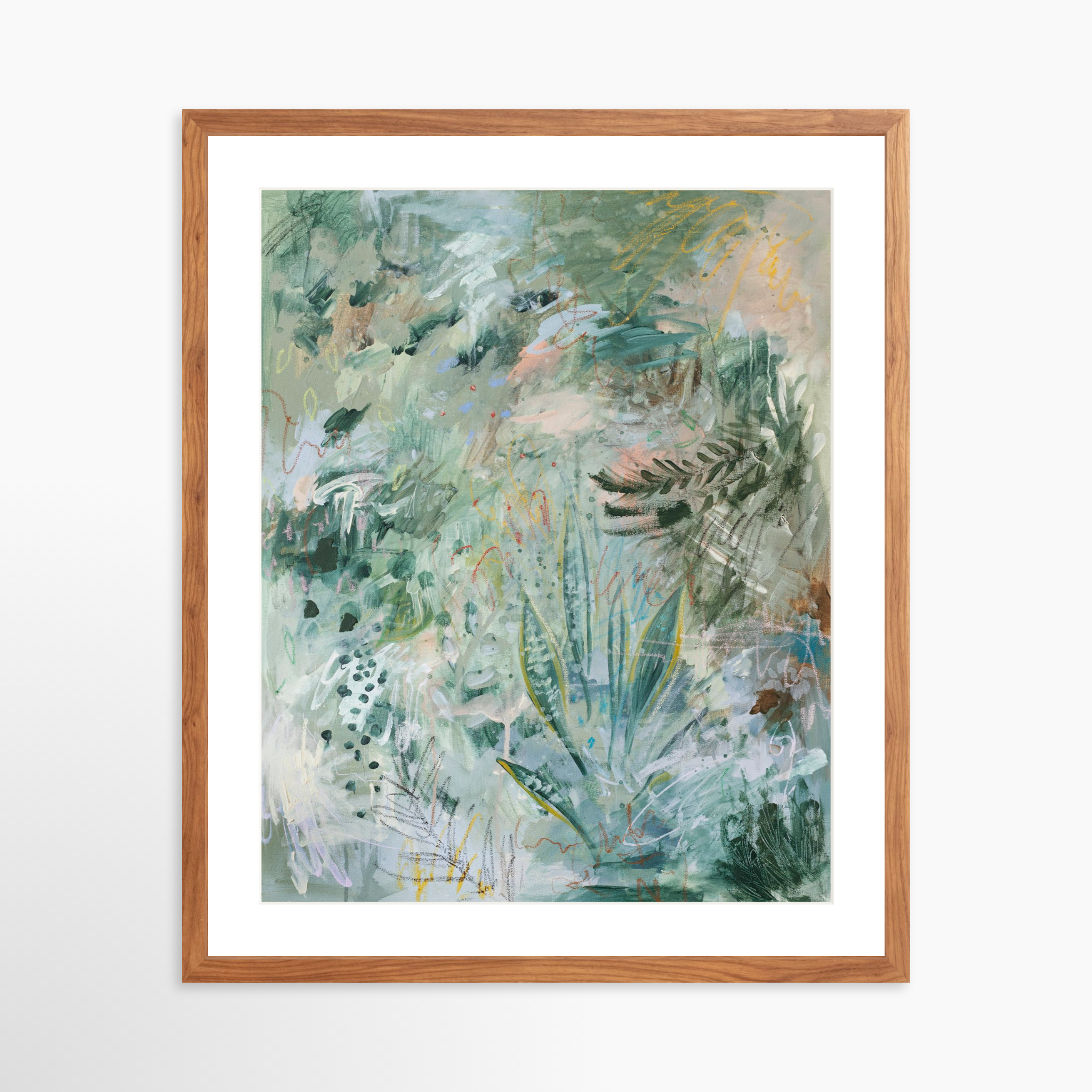 20x25 / Light Walnut Frame + White Mat