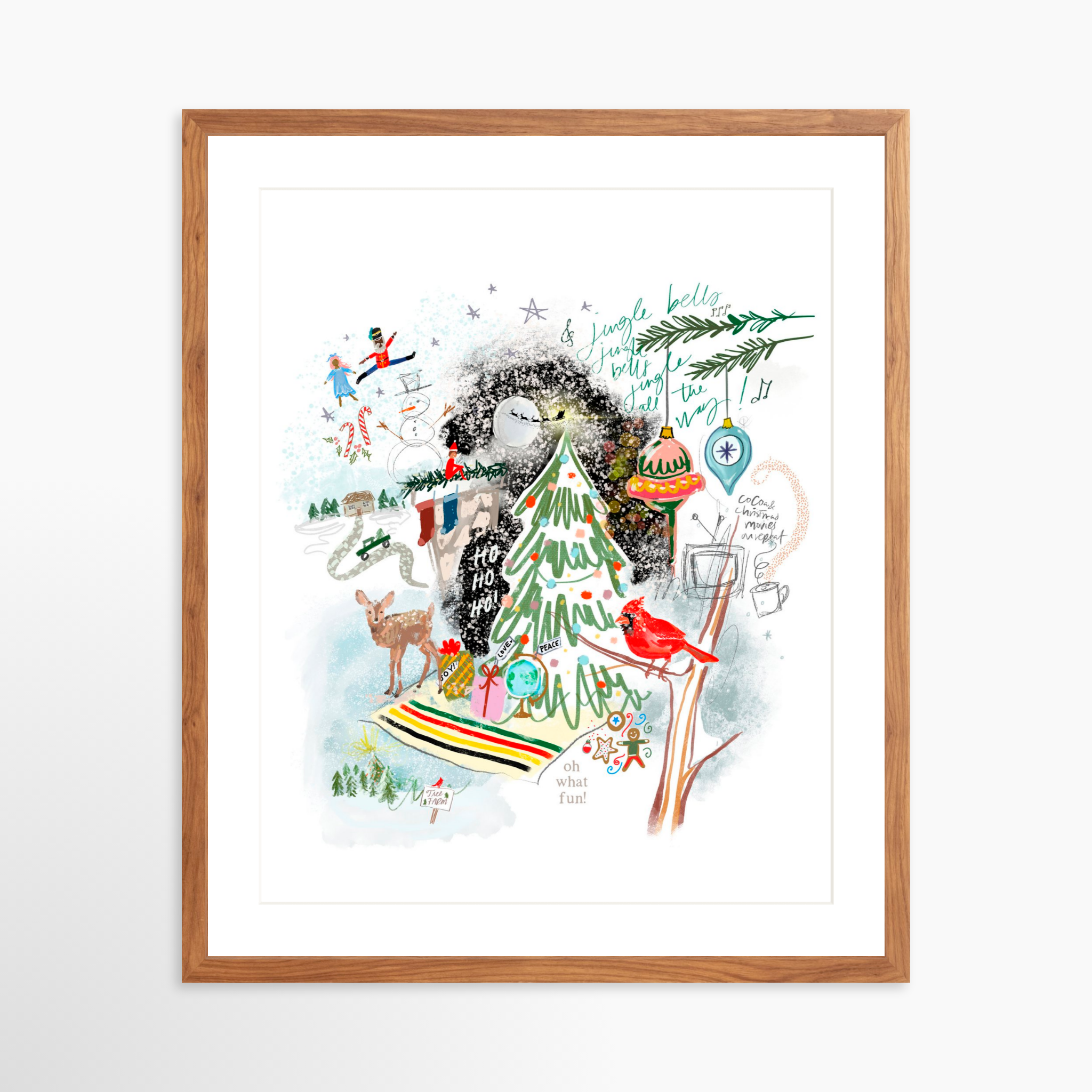 20x25 / Light Walnut Frame + White Mat