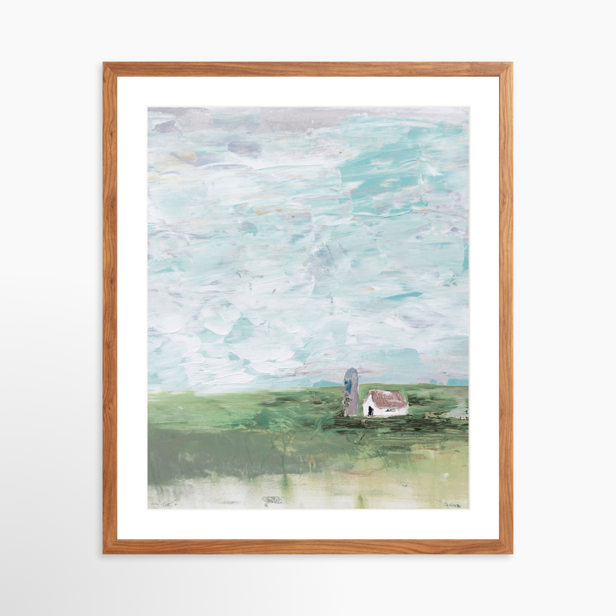 20x25 / Light Walnut Frame + White Mat