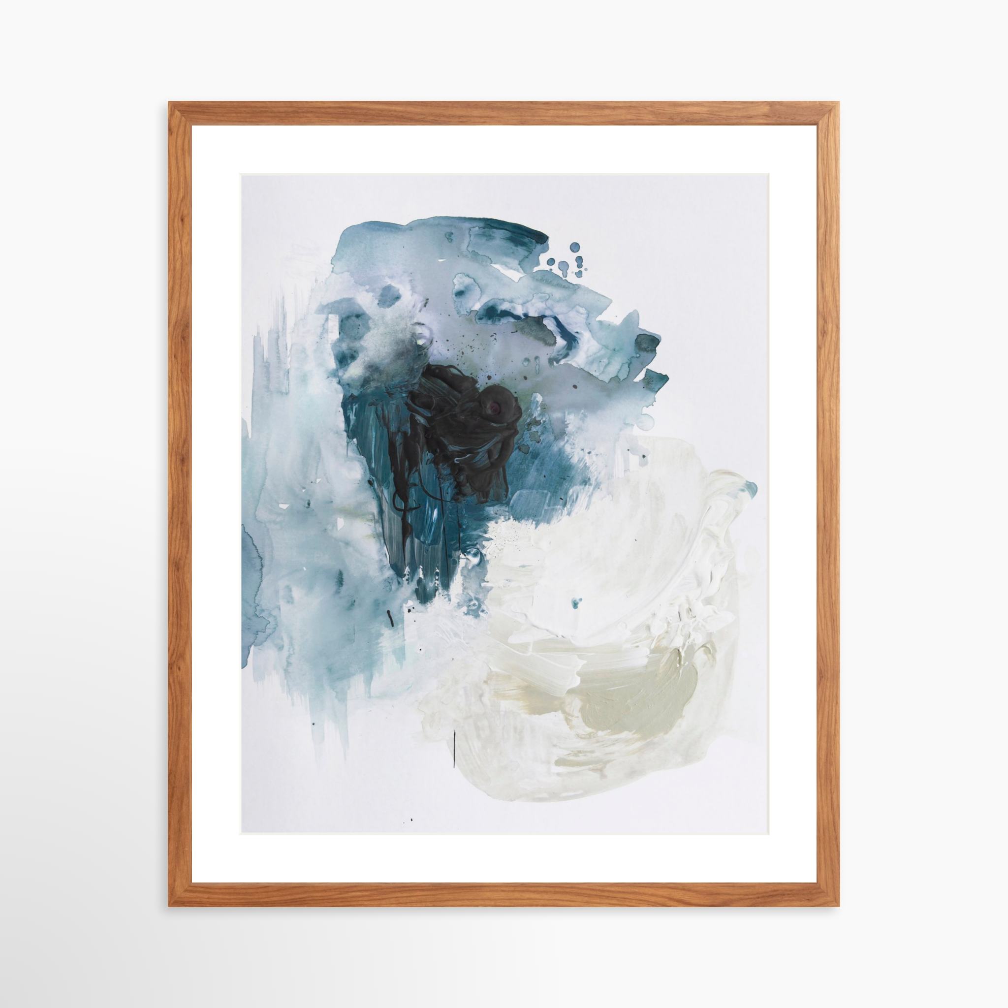 20x25 / Light Walnut Frame + White Mat