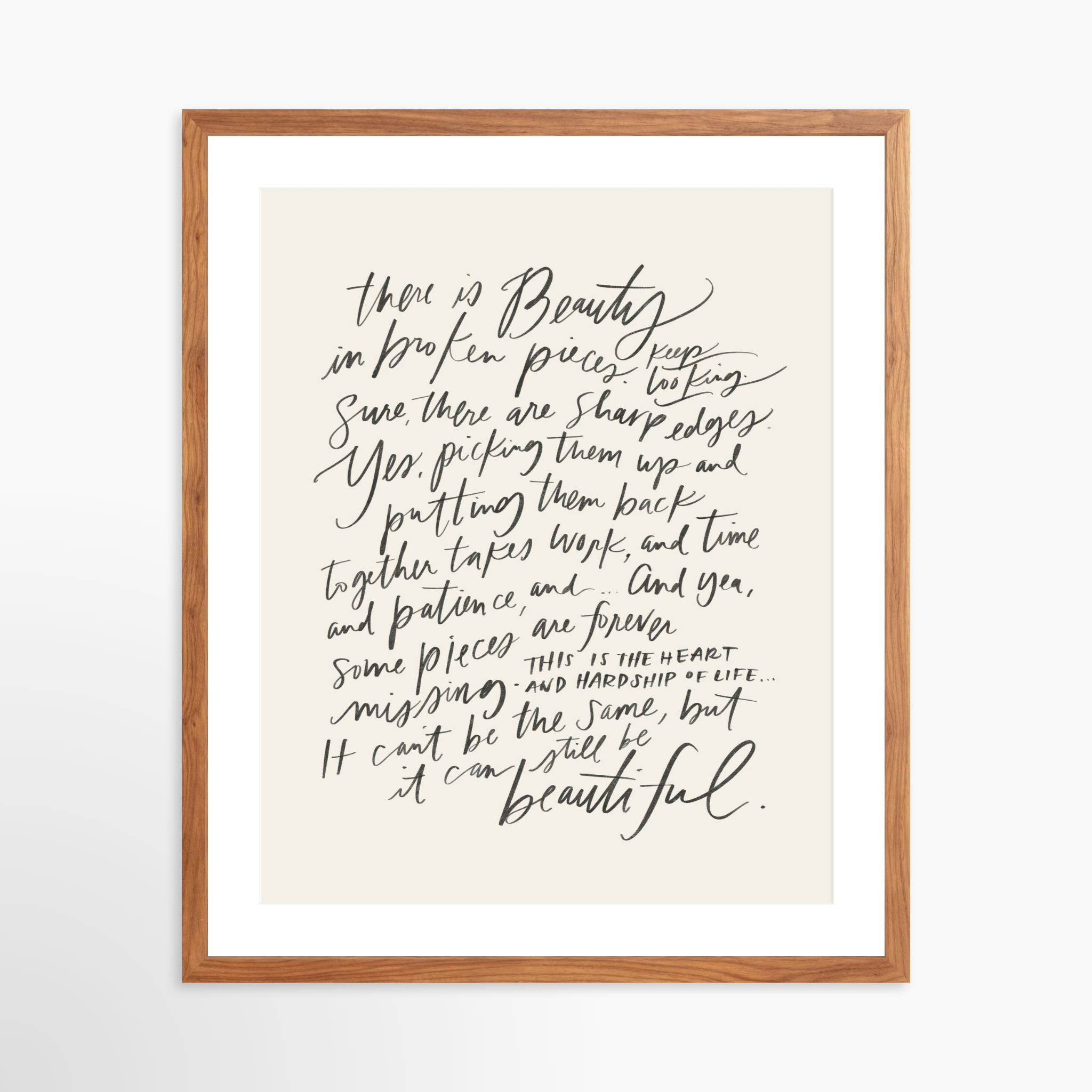 20x25 / Light Walnut Frame + White Mat
