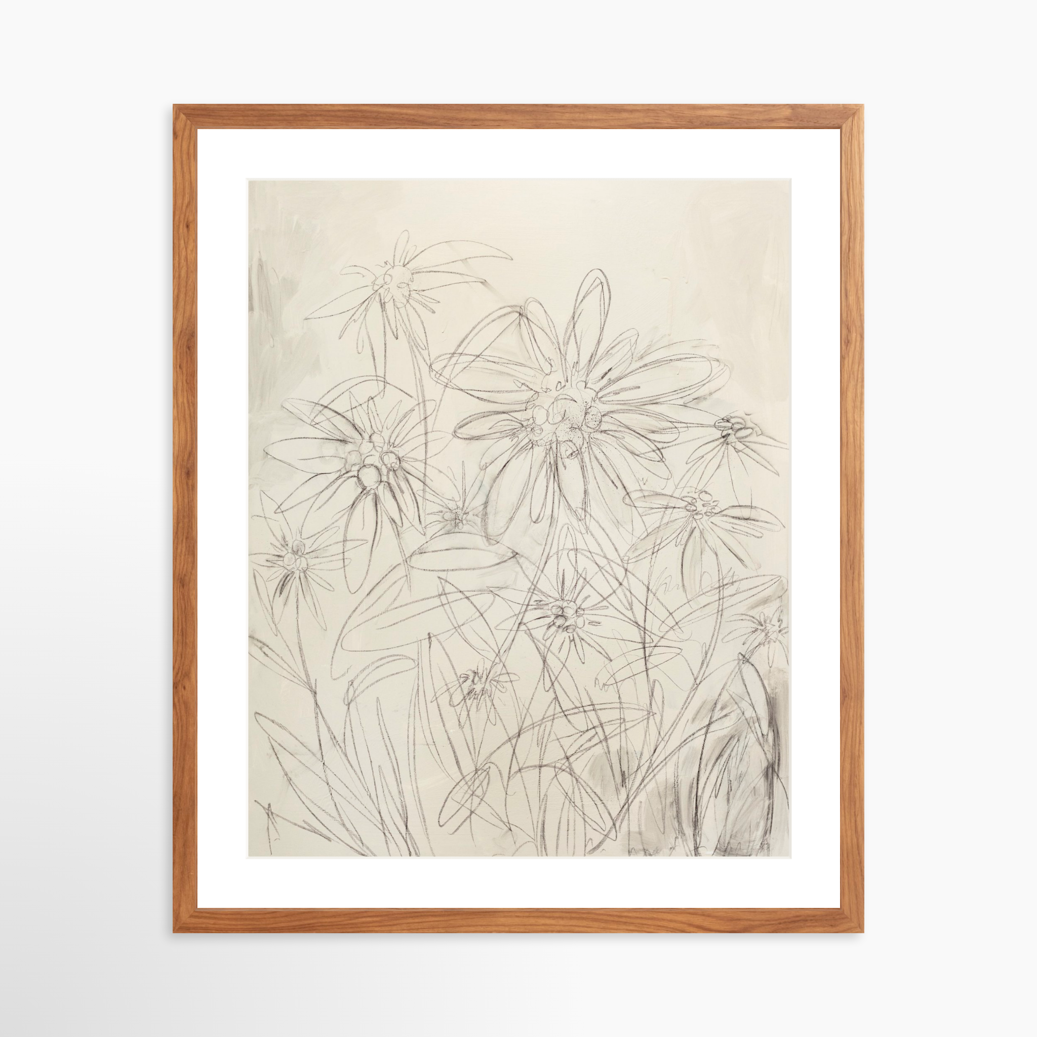 20x25 / Light Walnut Frame + White Mat