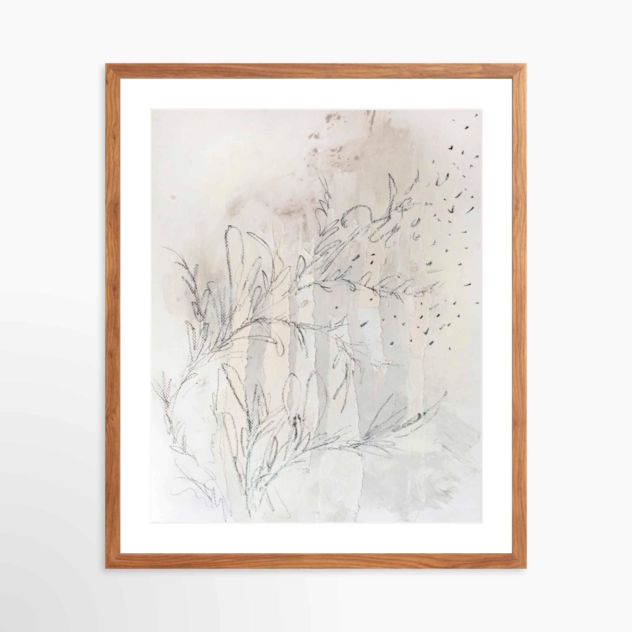 20x25 / Light Walnut Frame + White Mat