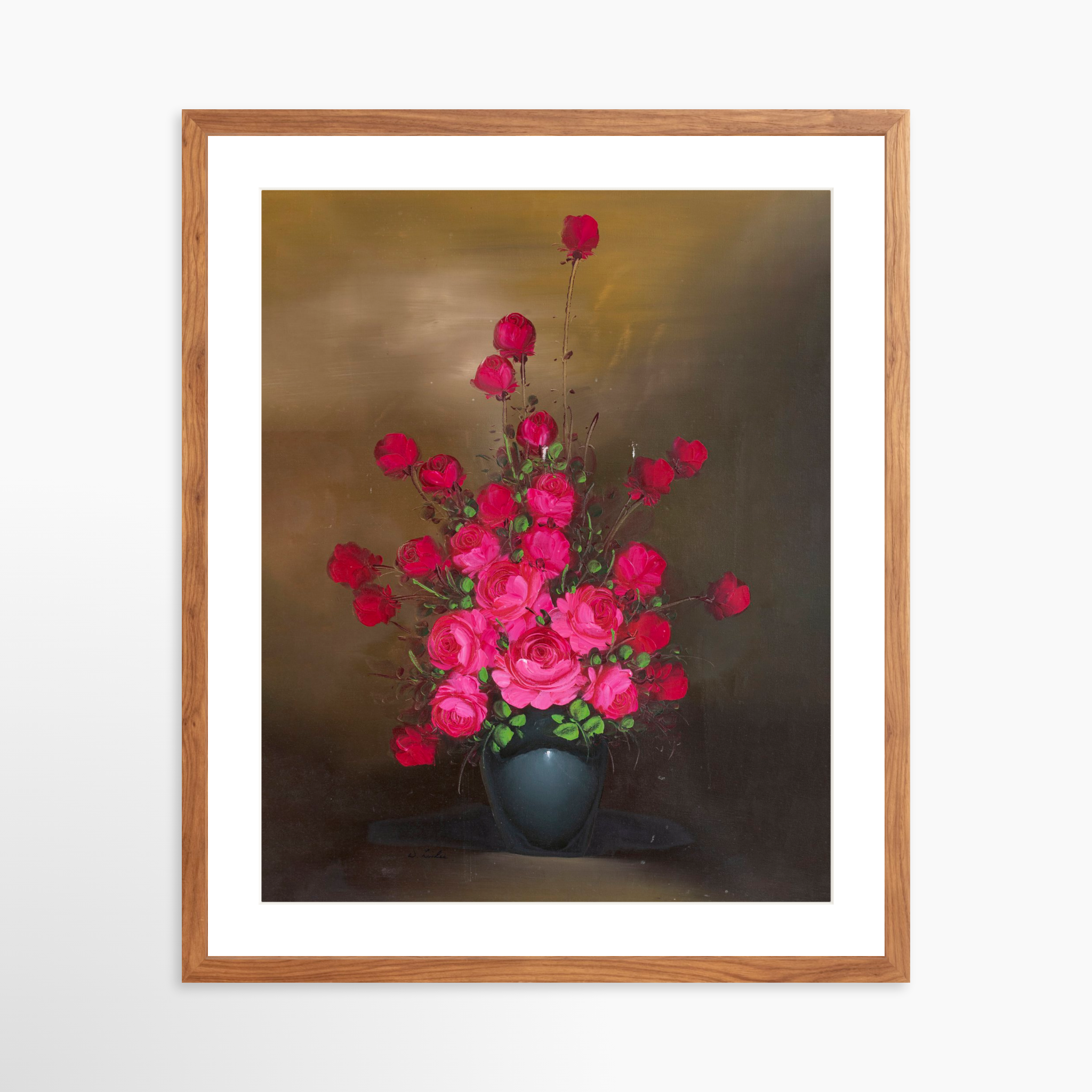 20x25 / Light Walnut Frame + White Mat