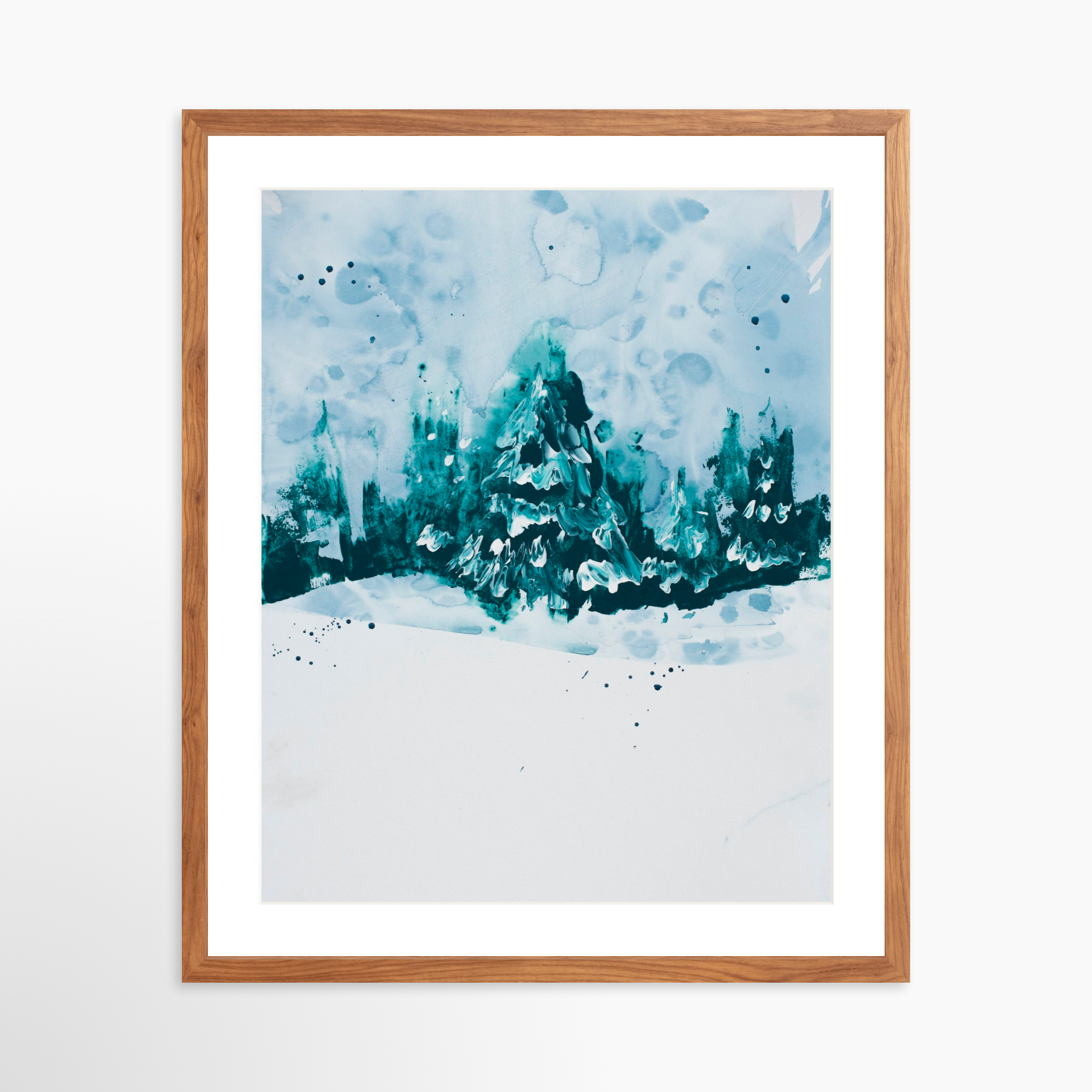 20x25 / Light Walnut Frame + White Mat