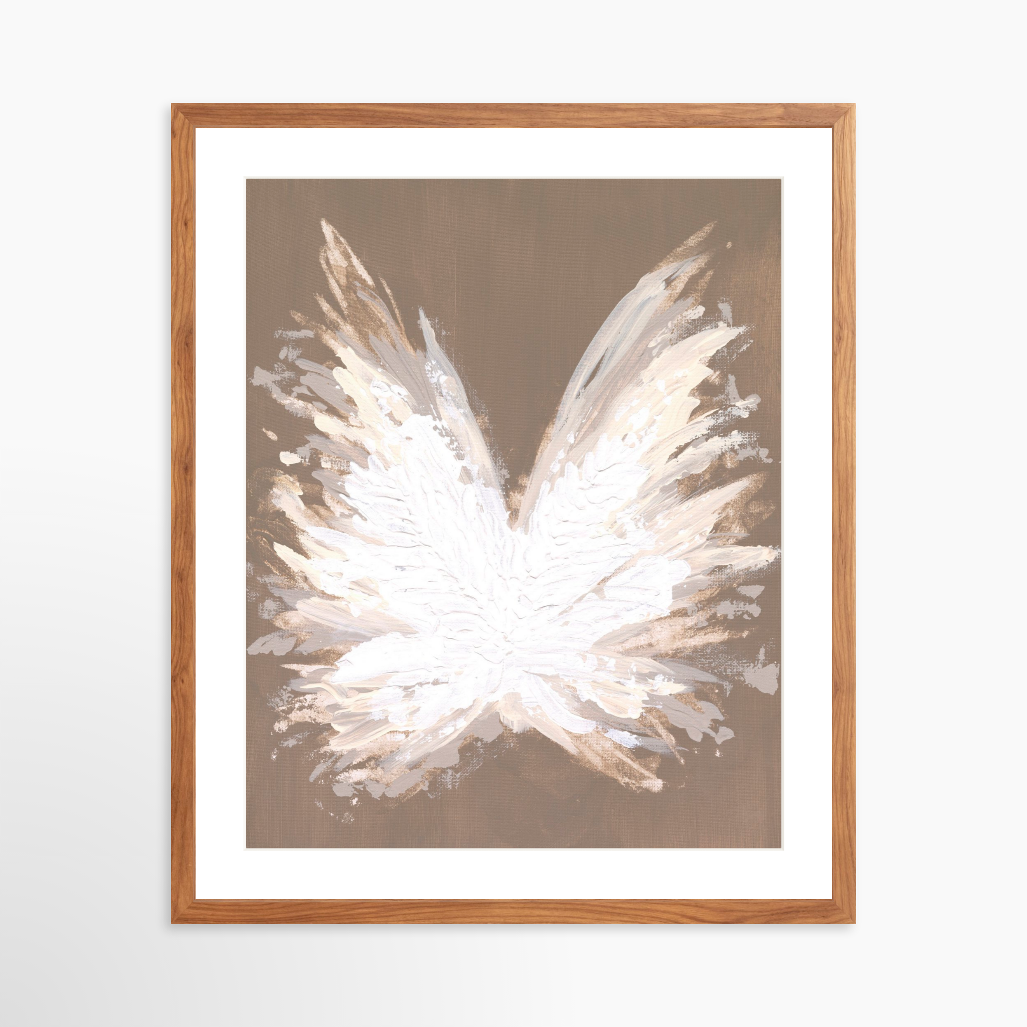 20x25 / Light Walnut Frame + White Mat