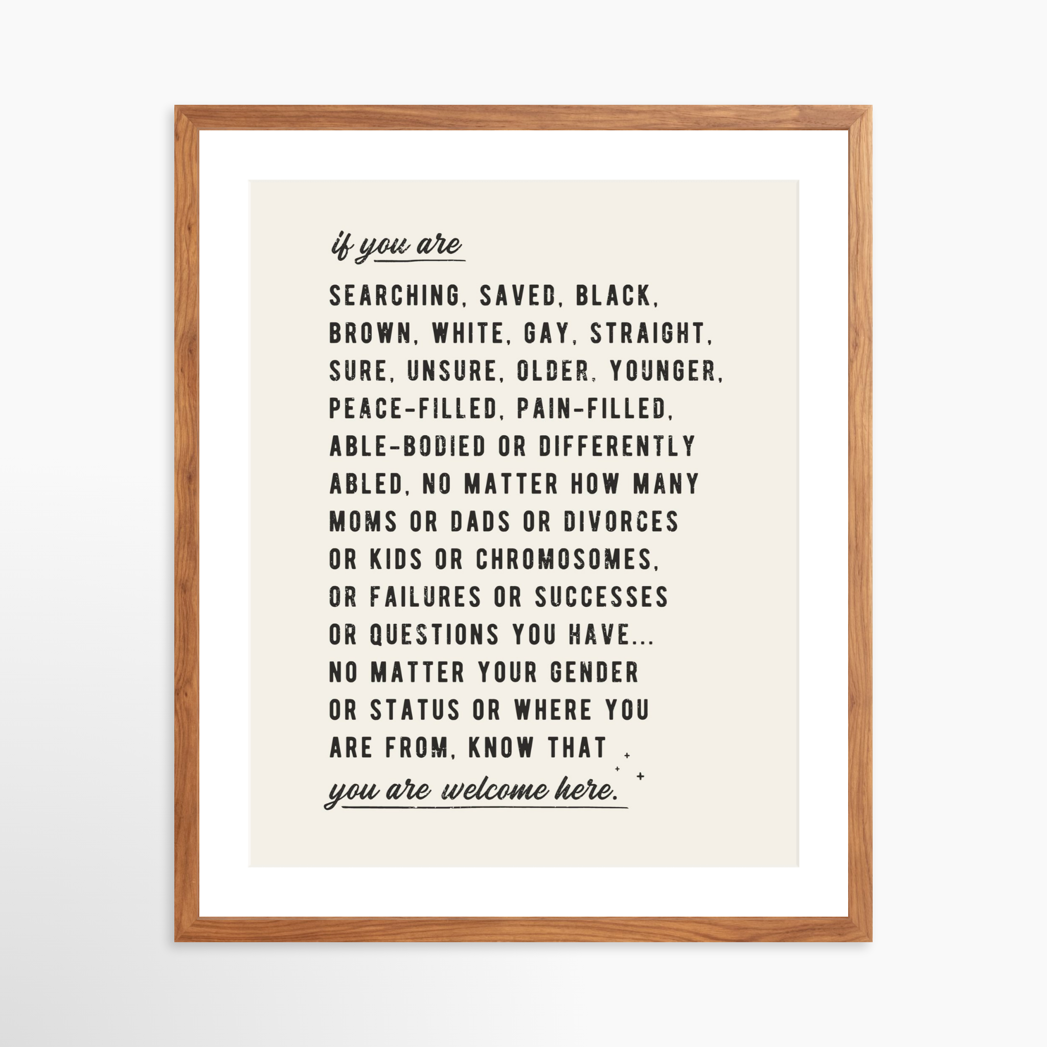 20x25 / Light Walnut Frame + White Mat