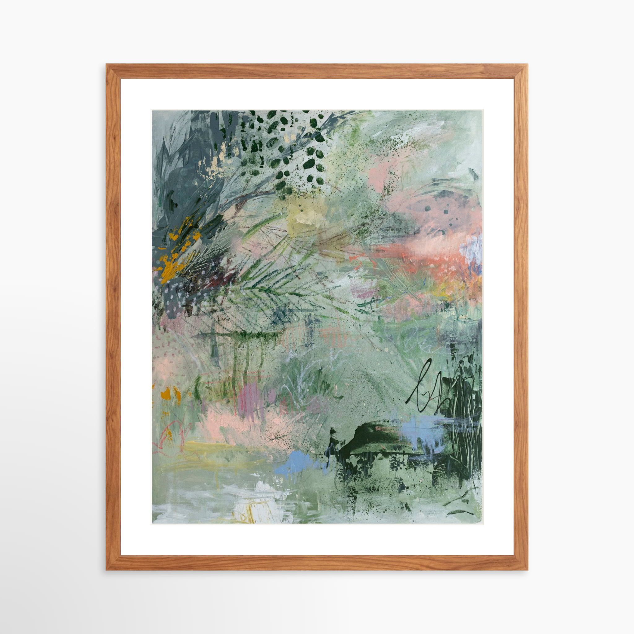 20x25 / Light Walnut Frame + White Mat