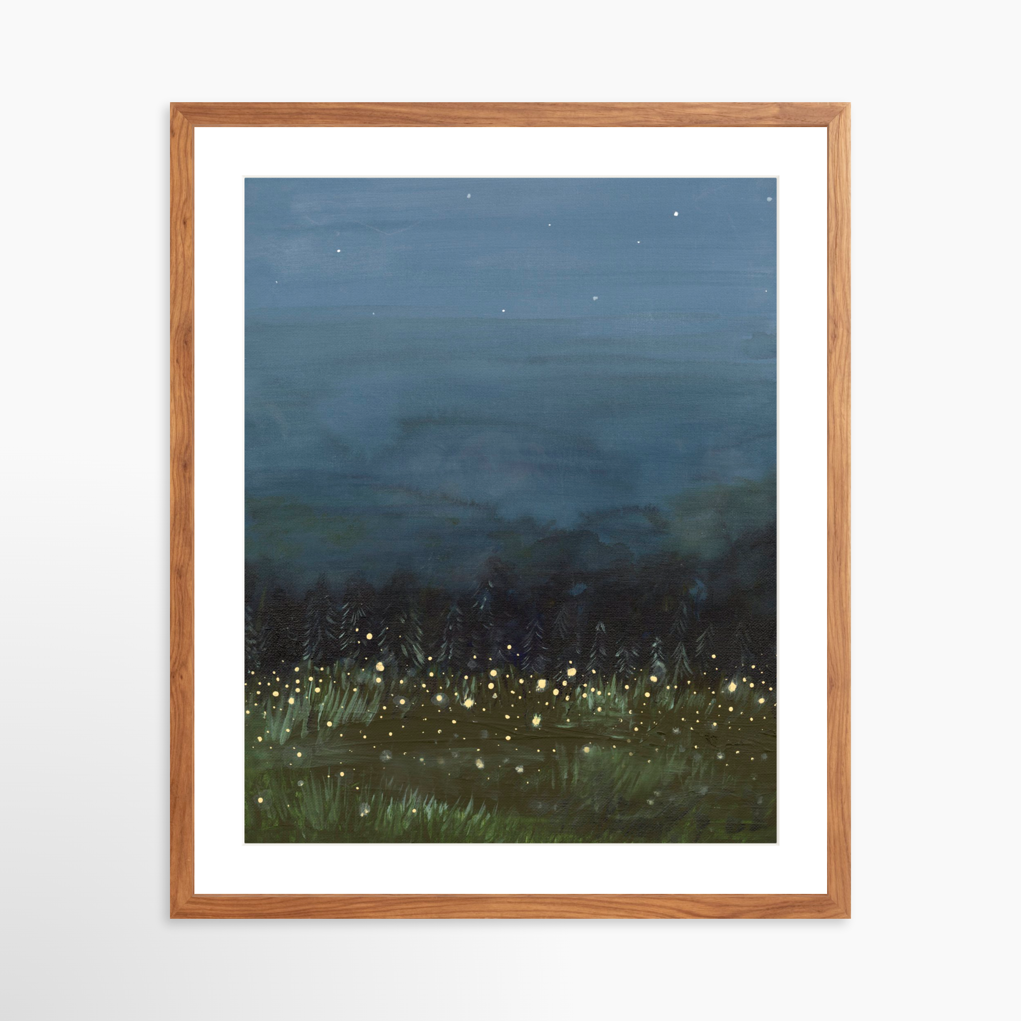 20x25 / Light Walnut Frame + White Mat