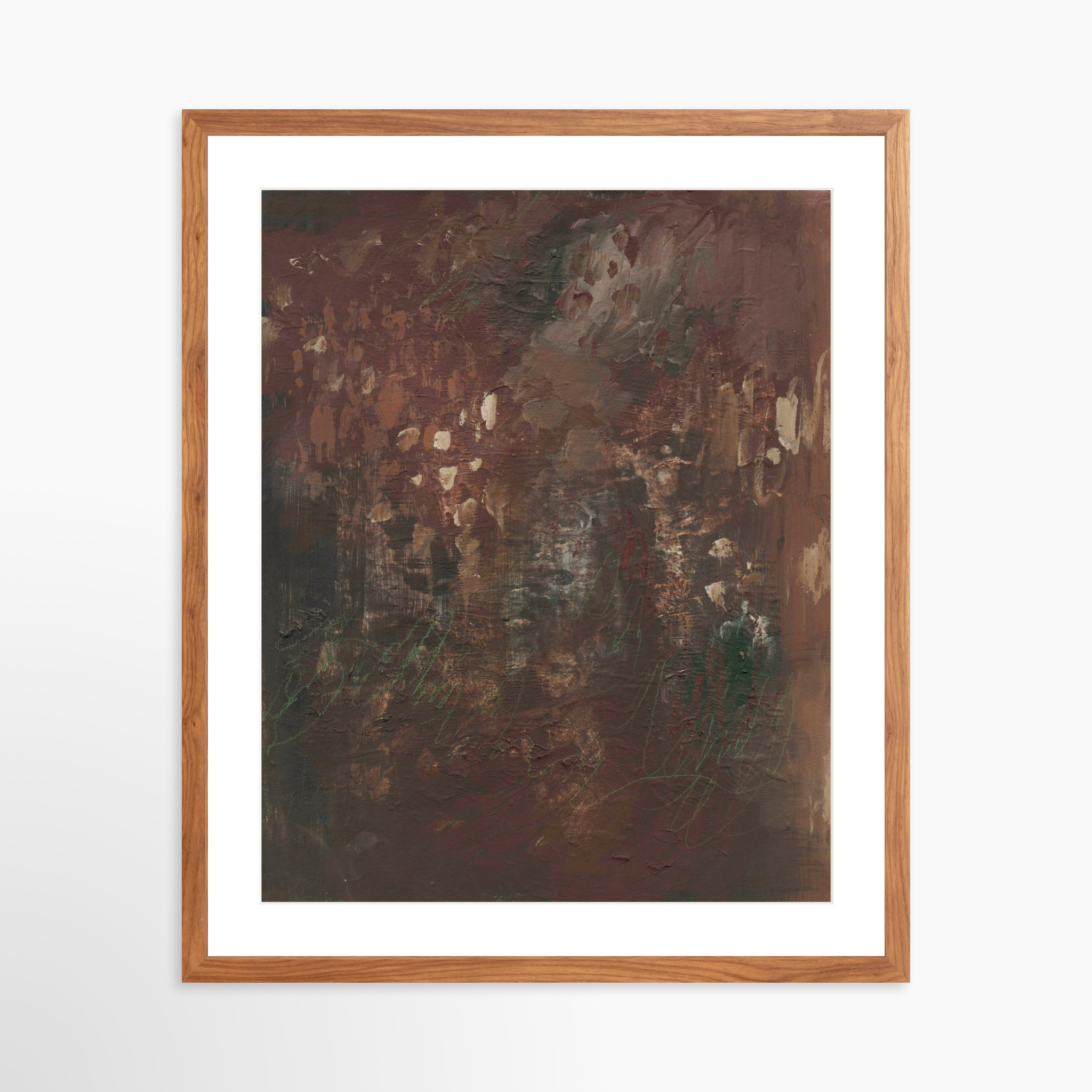 20x25 / Light Walnut Frame + White Mat