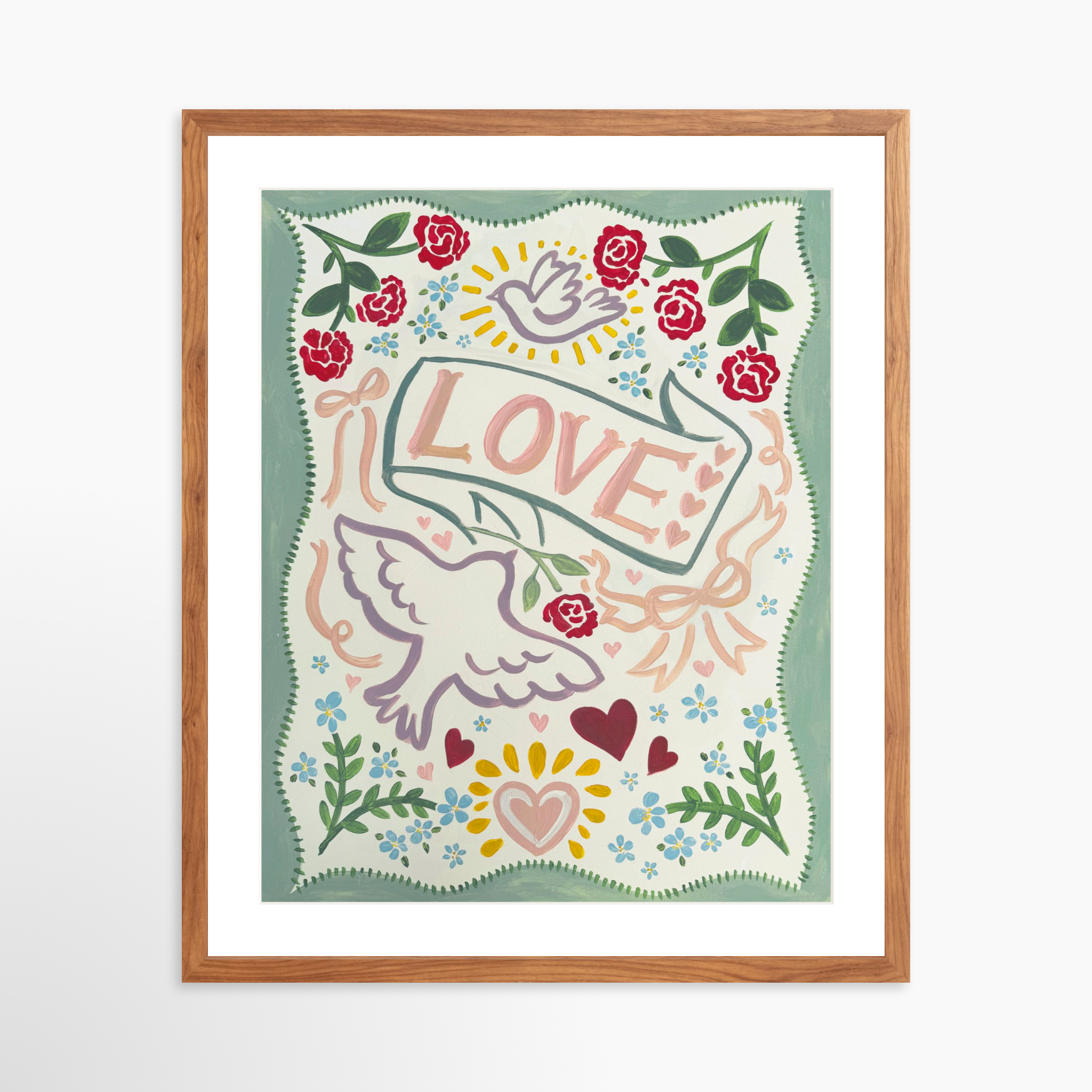 20x25 / Light Walnut Frame + White Mat