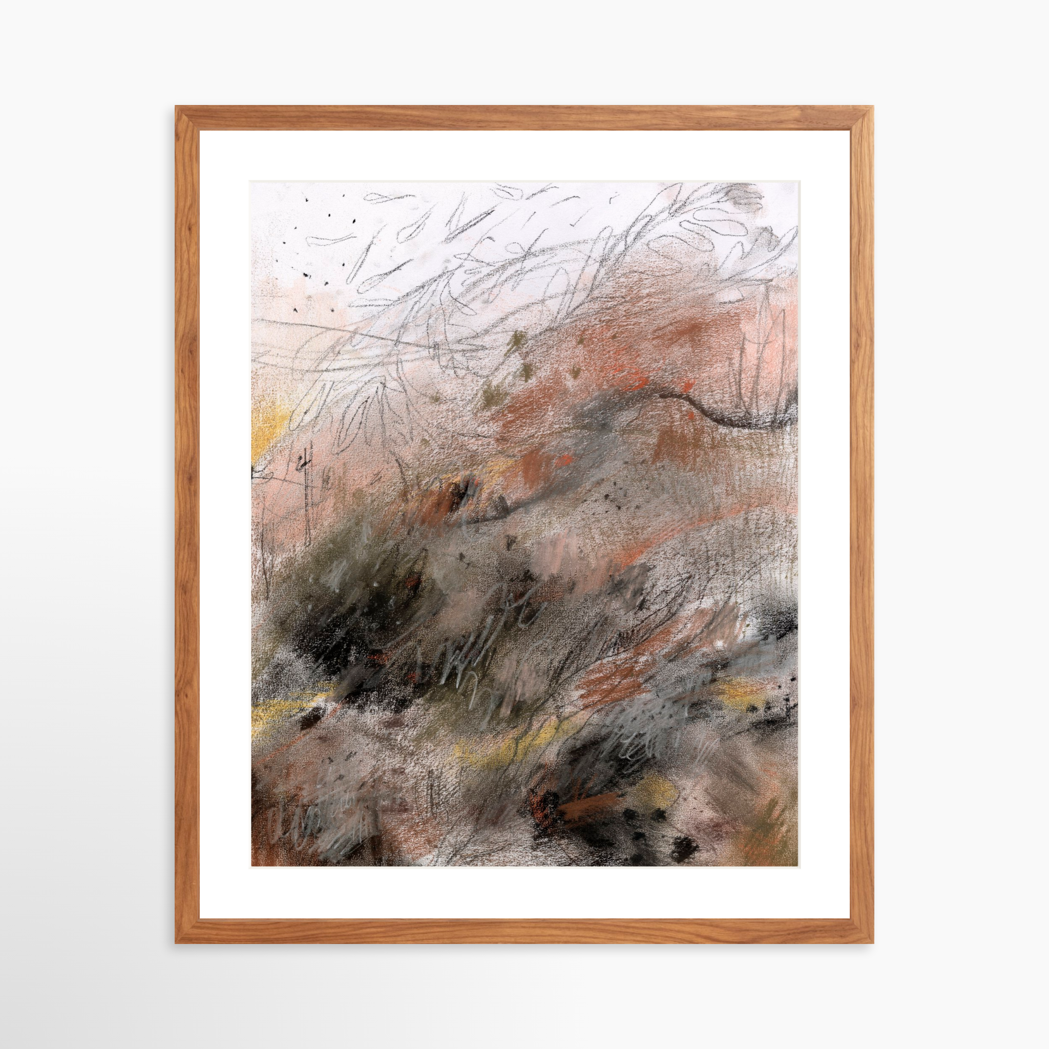 20x25 / Light Walnut Frame + White Mat