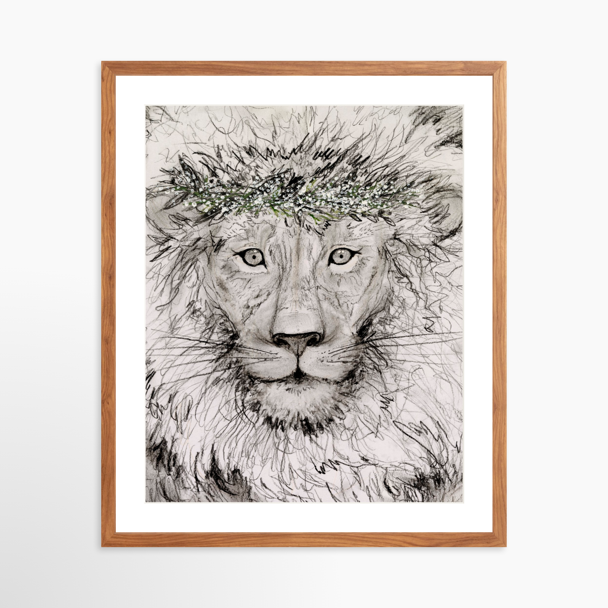 20x25 / Light Walnut Frame + White Mat