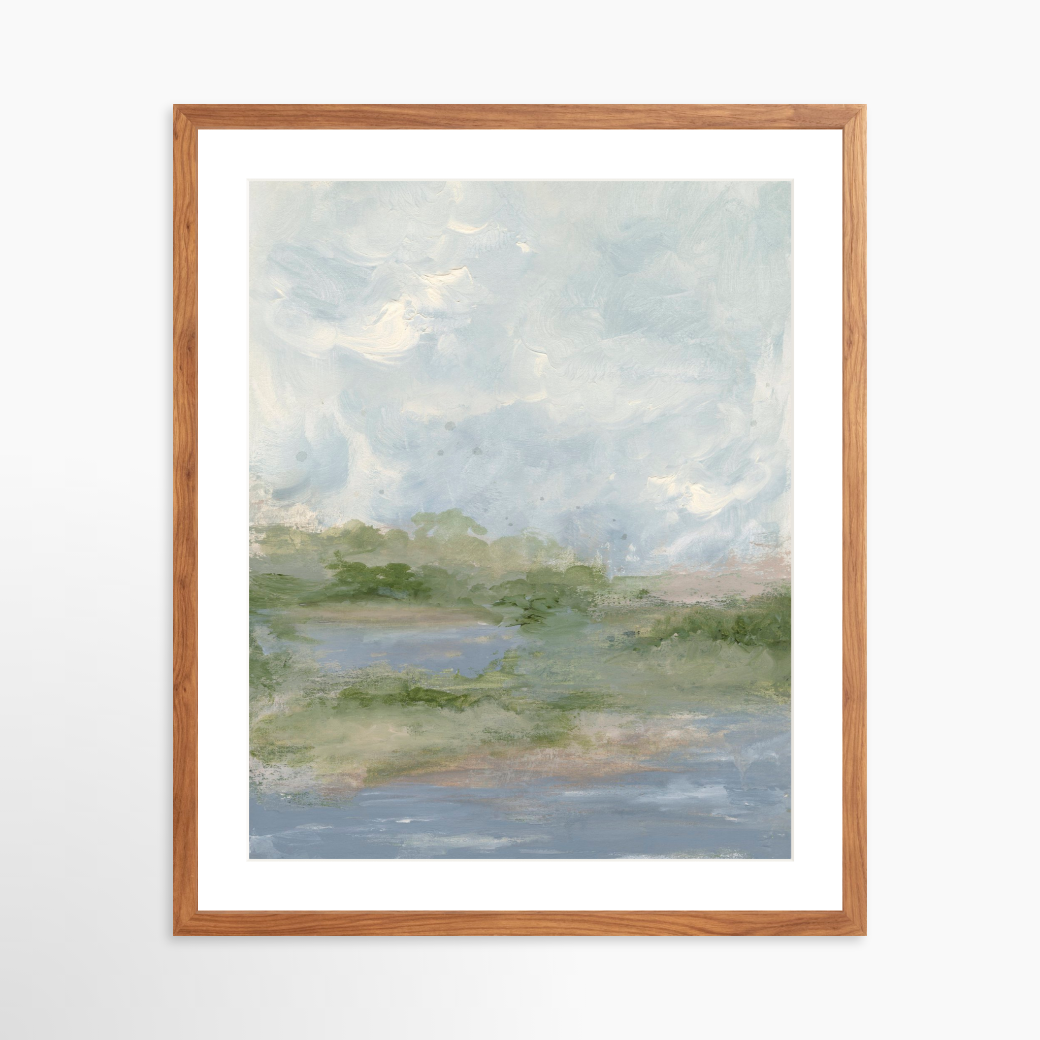 20x25 / Light Walnut Frame + White Mat